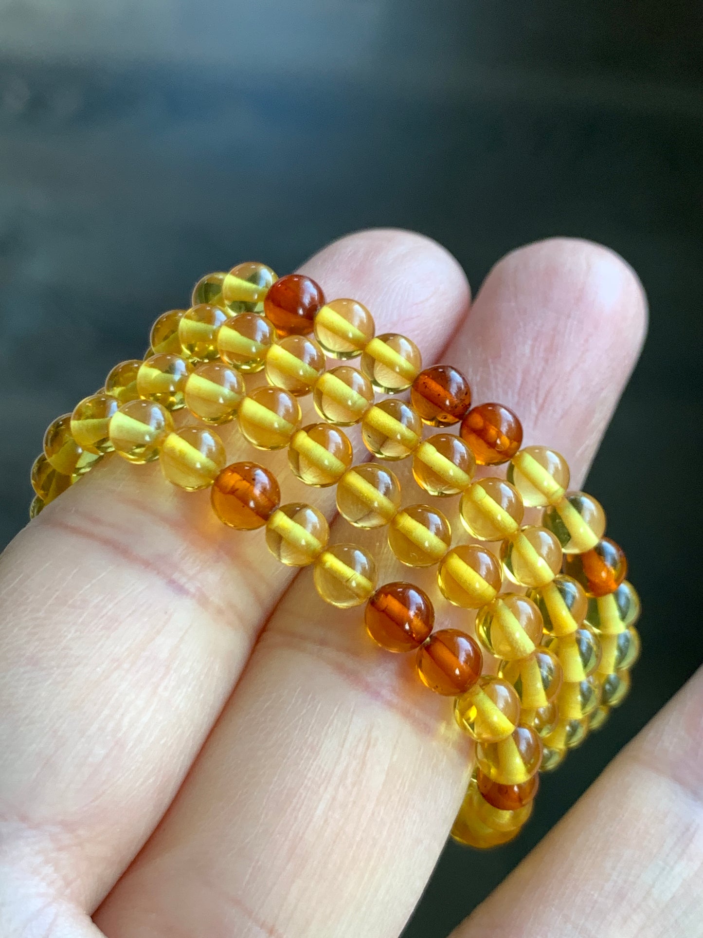 Natural Amber Beads Long Strand Beaded Necklace 4.6mm 7g 21”