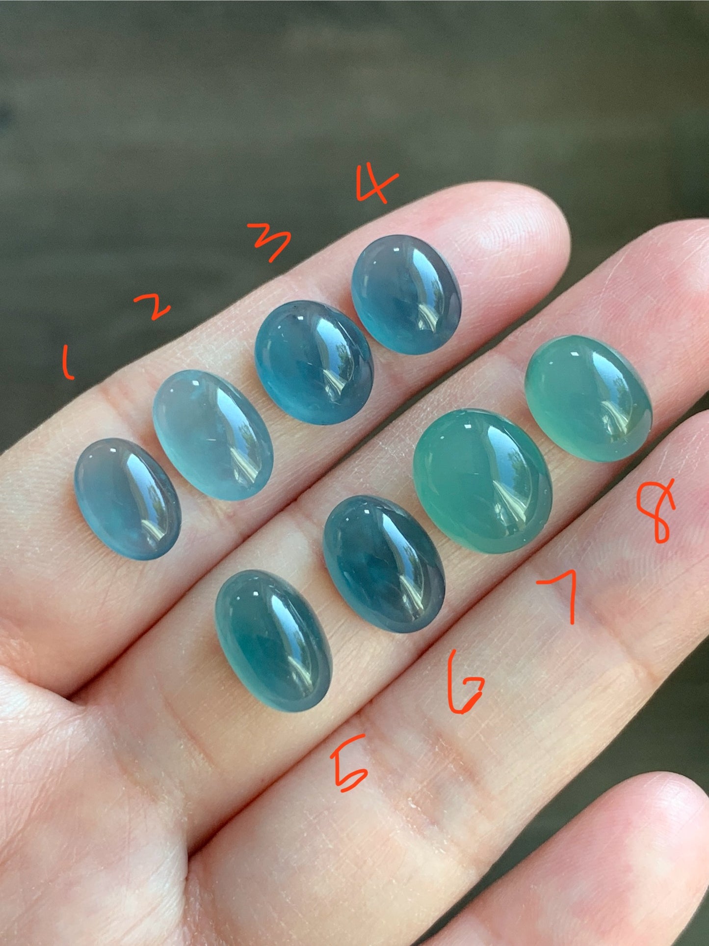 #8 - Natural Grade A Guatemalan Icy Light Green Jadeite Oval Cabochon Loose Stone
