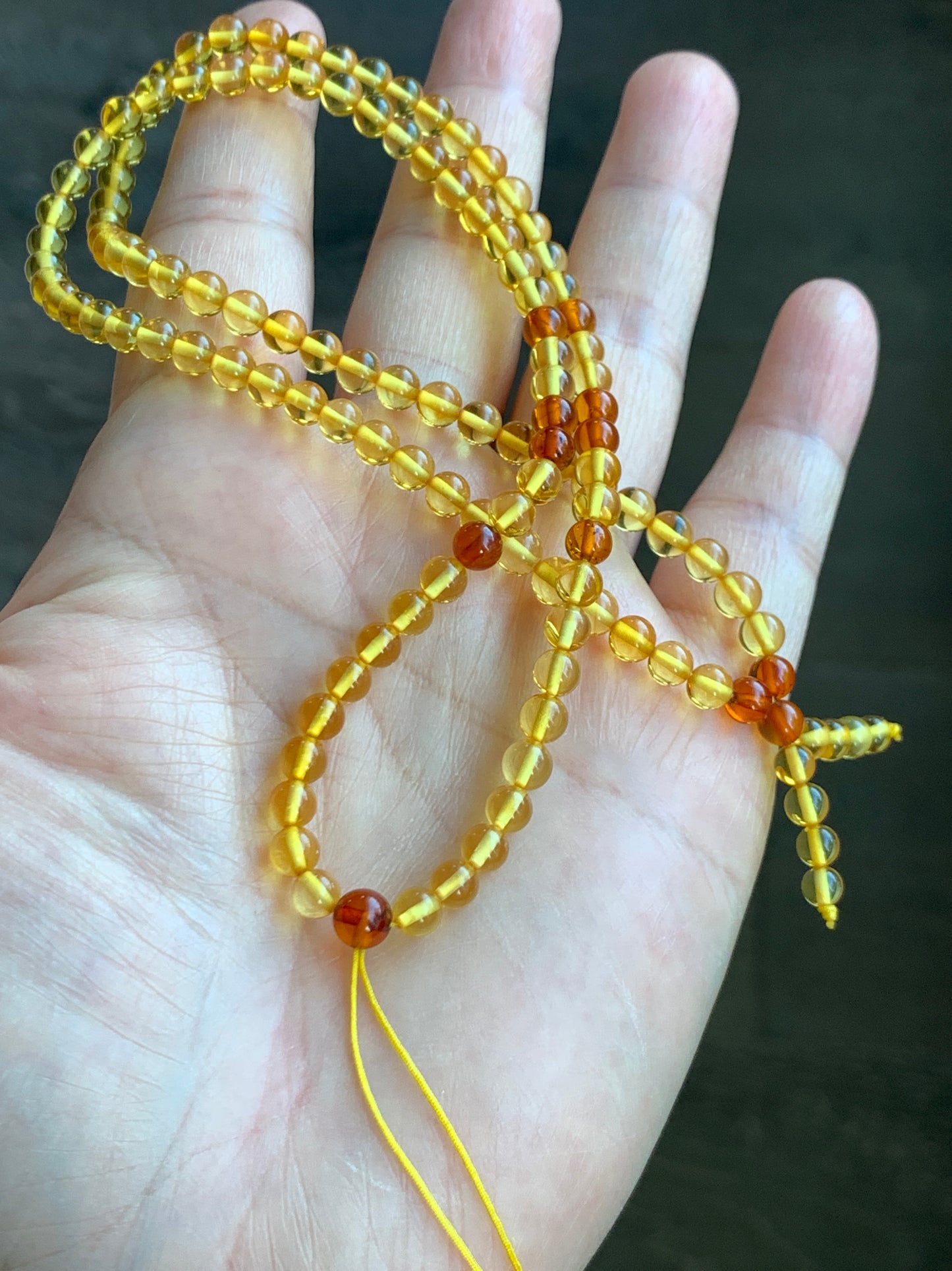 Natural Amber Beads Long Strand Beaded Necklace 4.6mm 7g 21”