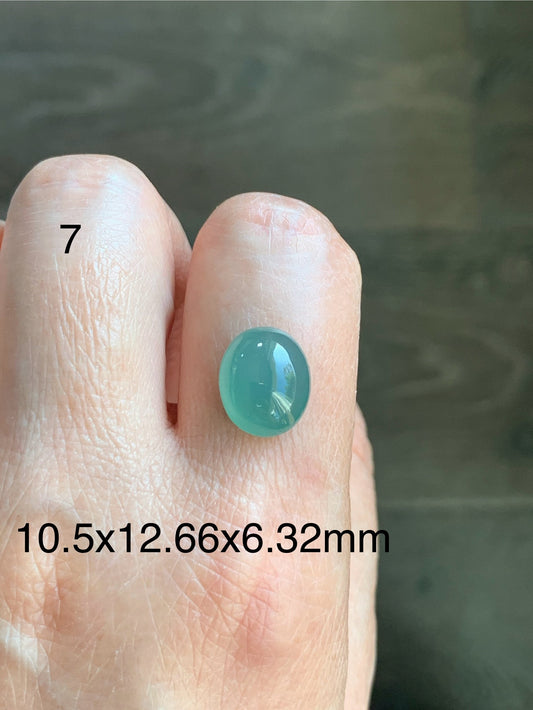 #7 - Natural Grade A Guatemalan Icy Light Green Jadeite Oval Cabochon Loose Stone