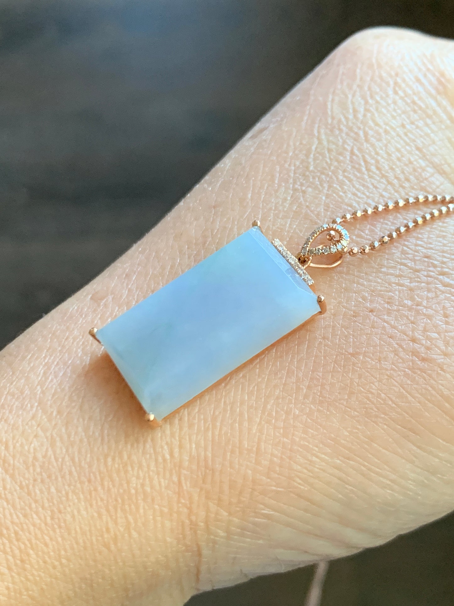 Certified Natural Grade A Pastel Purple Green Marbled Jade Jadeite Wu Shi Pai Pendant 18K Rose Gold Diamonds 5.5g 天然翡翠冰紫飘绿花钻石无事牌镶嵌吊坠 3157