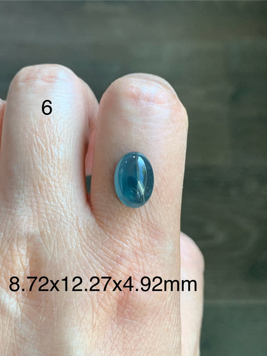 #6 - Natural Grade A Guatemalan Icy Blue Jade Jadeite Oval Cabochon Loose Stone