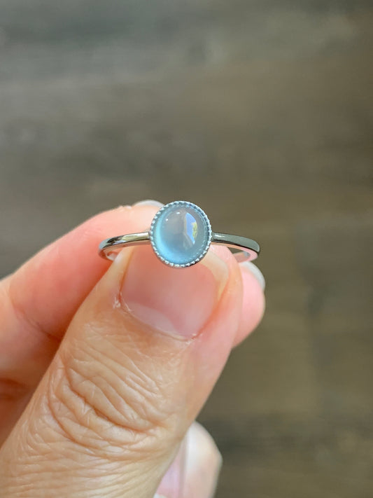 Certified Natural Guatemalan Premium Highly Translucent Icy Blue Jadeite Solitaire Ring 18K White Gold Size 7 天然冰危蓝水起光翡翠镶嵌戒指 1073