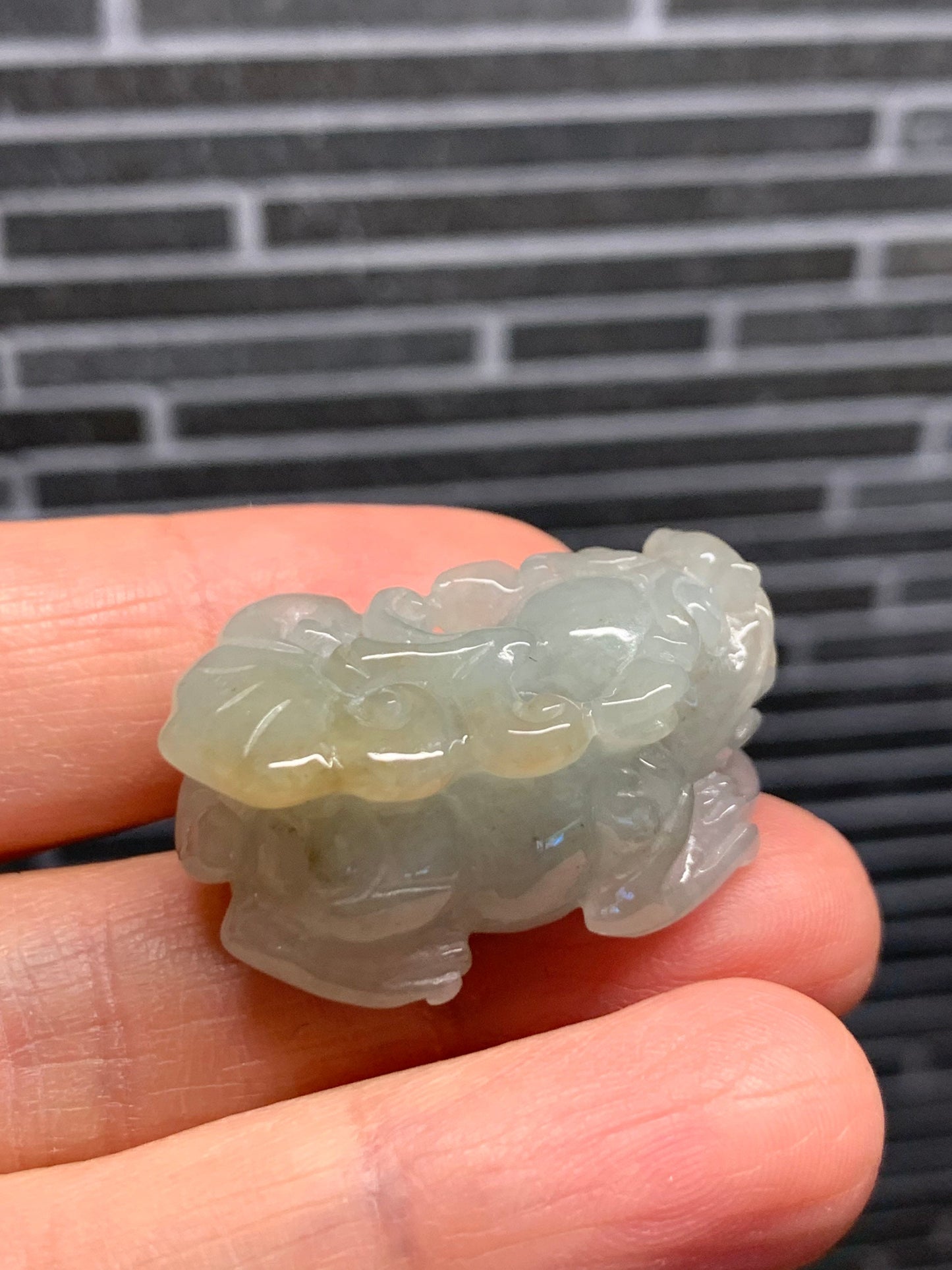 Large Natural Burmese Icy Translucent Light Green Golden Jadeite Male Pixiu Pendant Necklace 天然缅甸冰胶晴色翡翠带吧貔貅吊坠