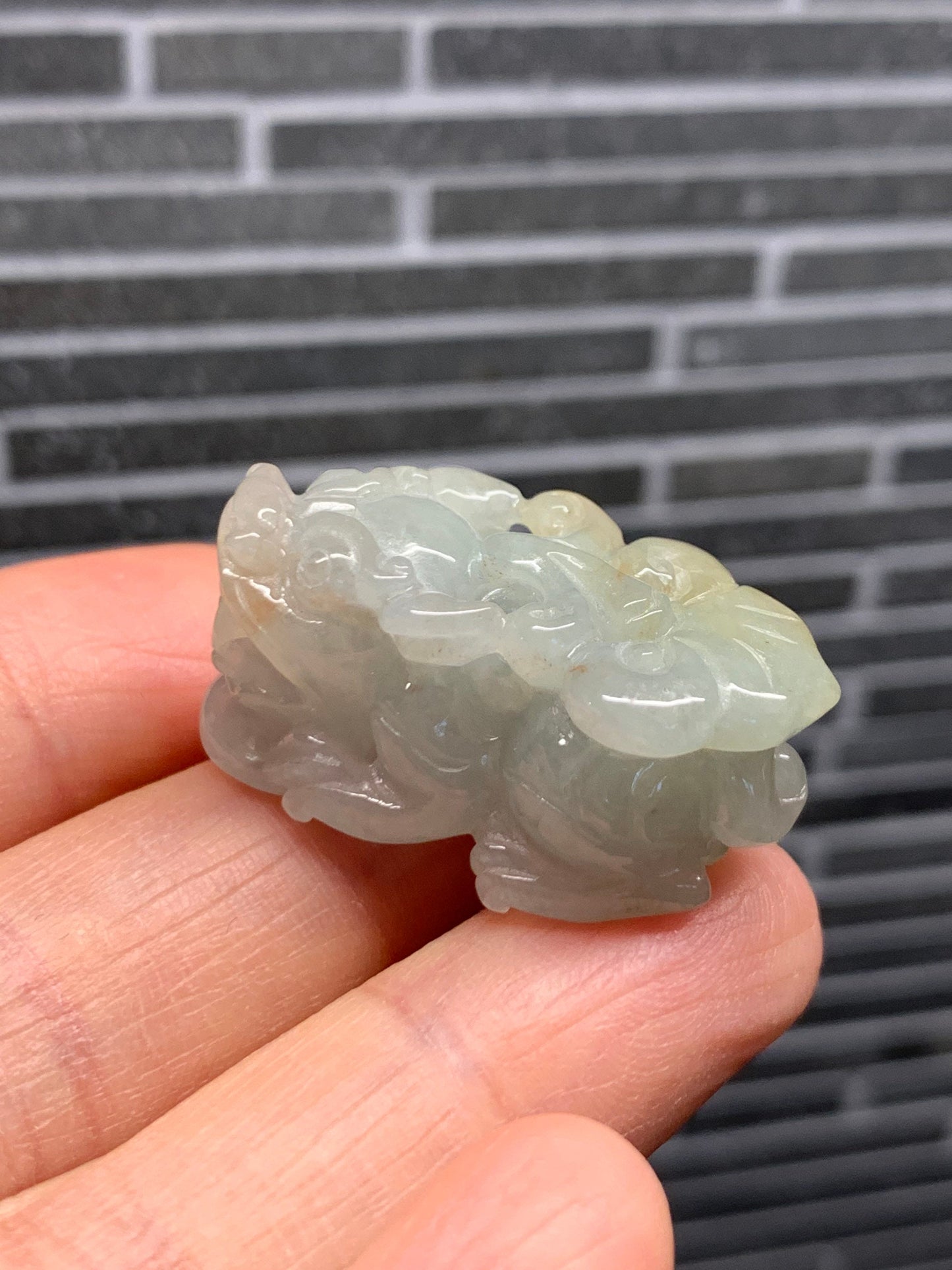 Large Natural Burmese Icy Translucent Light Green Golden Jadeite Male Pixiu Pendant Necklace 天然缅甸冰胶晴色翡翠带吧貔貅吊坠