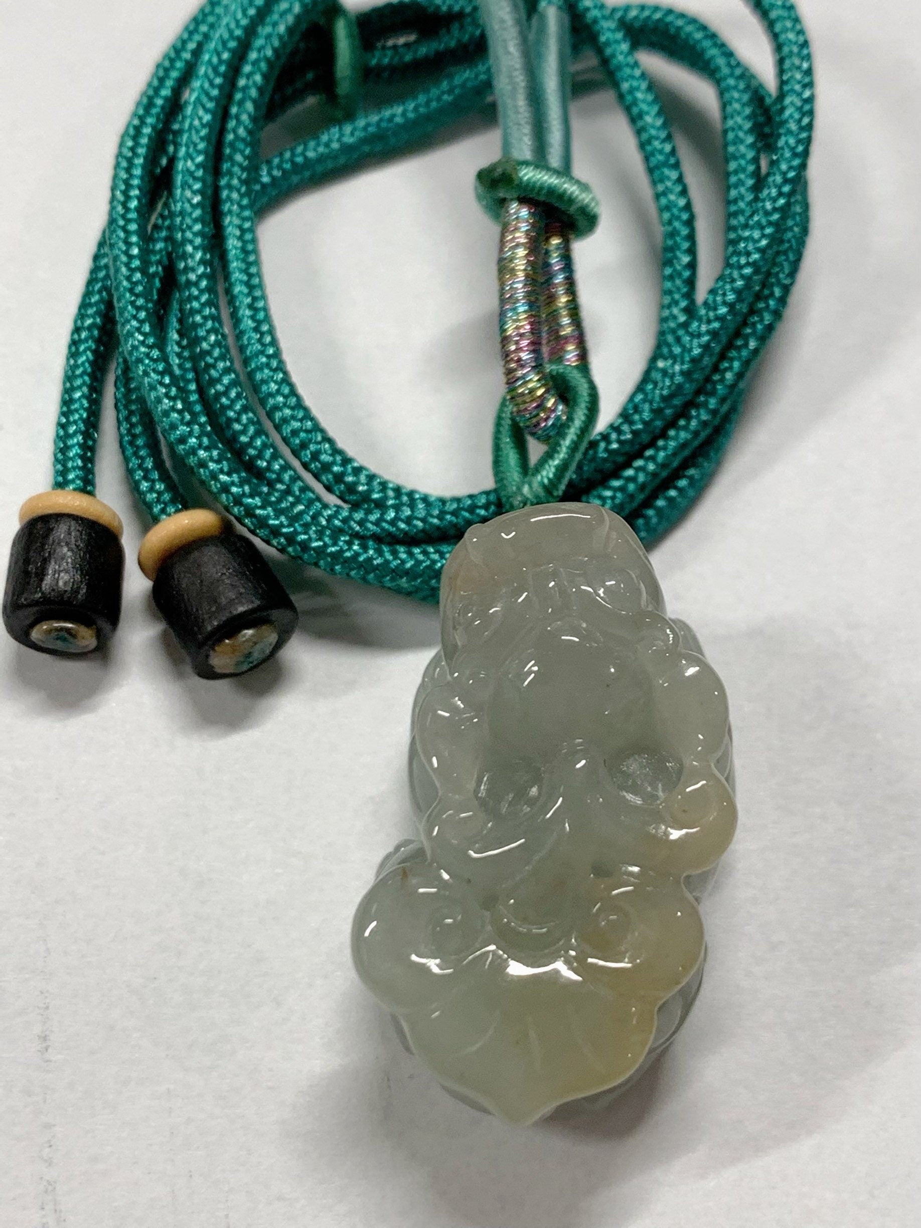 Large Natural Burmese Icy Translucent Light Green Golden Jadeite Male Pixiu Pendant Necklace 天然缅甸冰胶晴色翡翠带吧貔貅吊坠