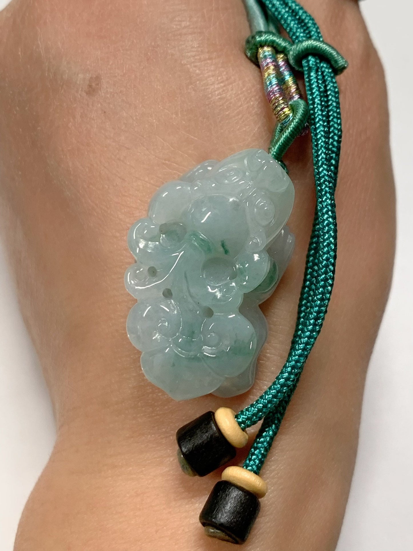 Huge Premium Burmese A Grade Jadeite Green Marbling Pixiu Pendant 精工玛瑙底飘绿貔貅吊坠