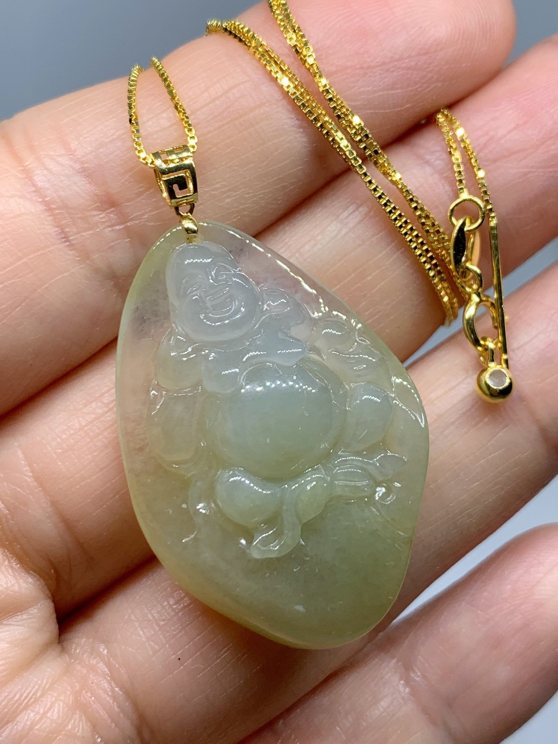 Certified Burmese Icy Premium Natural Yellow Jadeite Buddha Pendant 18K Yellow Gold Bail w/ or w/o Chain 正冰起胶天然黄翡精工佛公吊坠18K