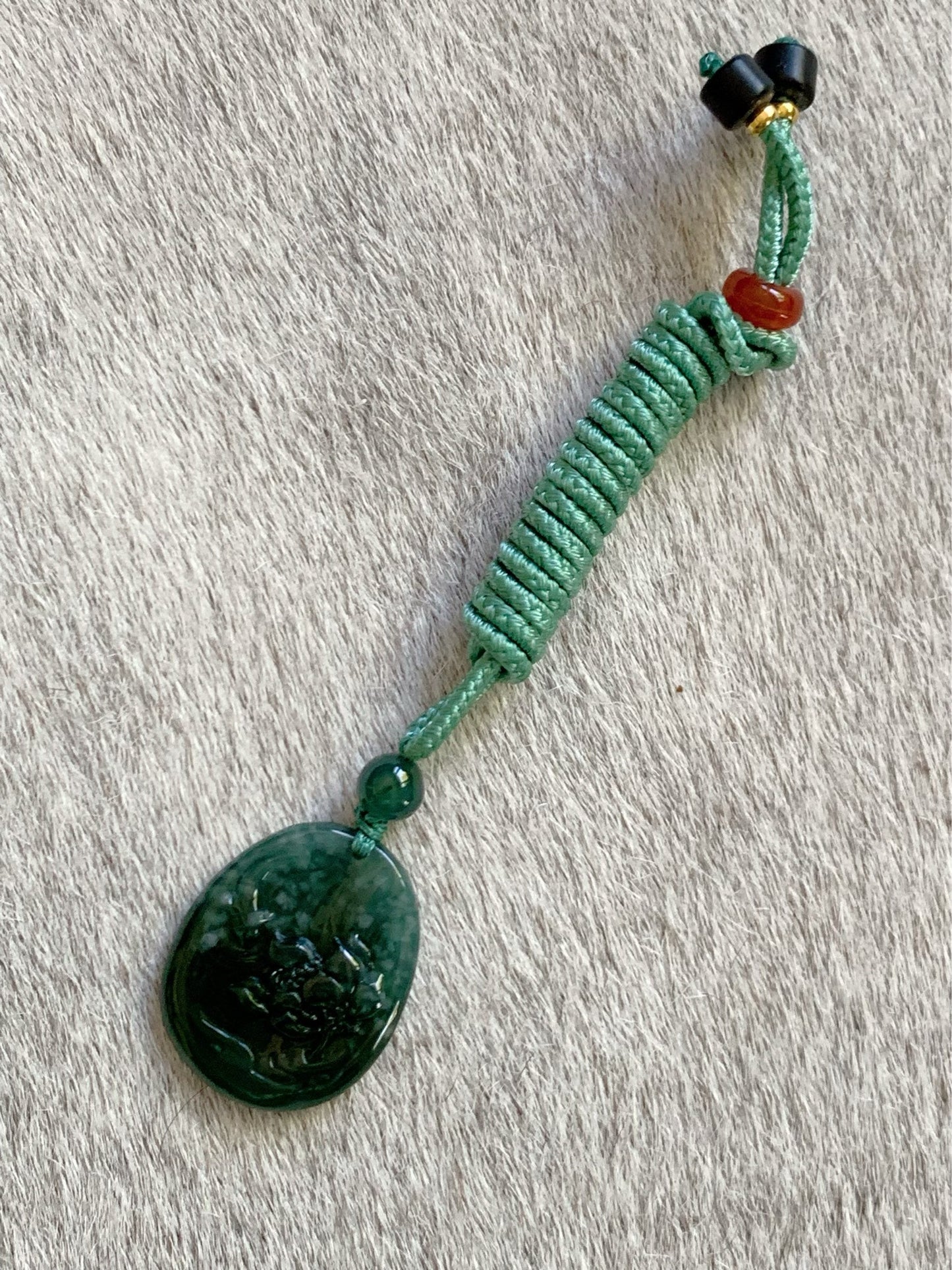 Fish and Lotus Flower Jadeite Pendant Guatemalan Natural Premium Highly Translucent Blue and Green Jadeite Necklace 高冰危蓝翡翠荷花鱼吊坠