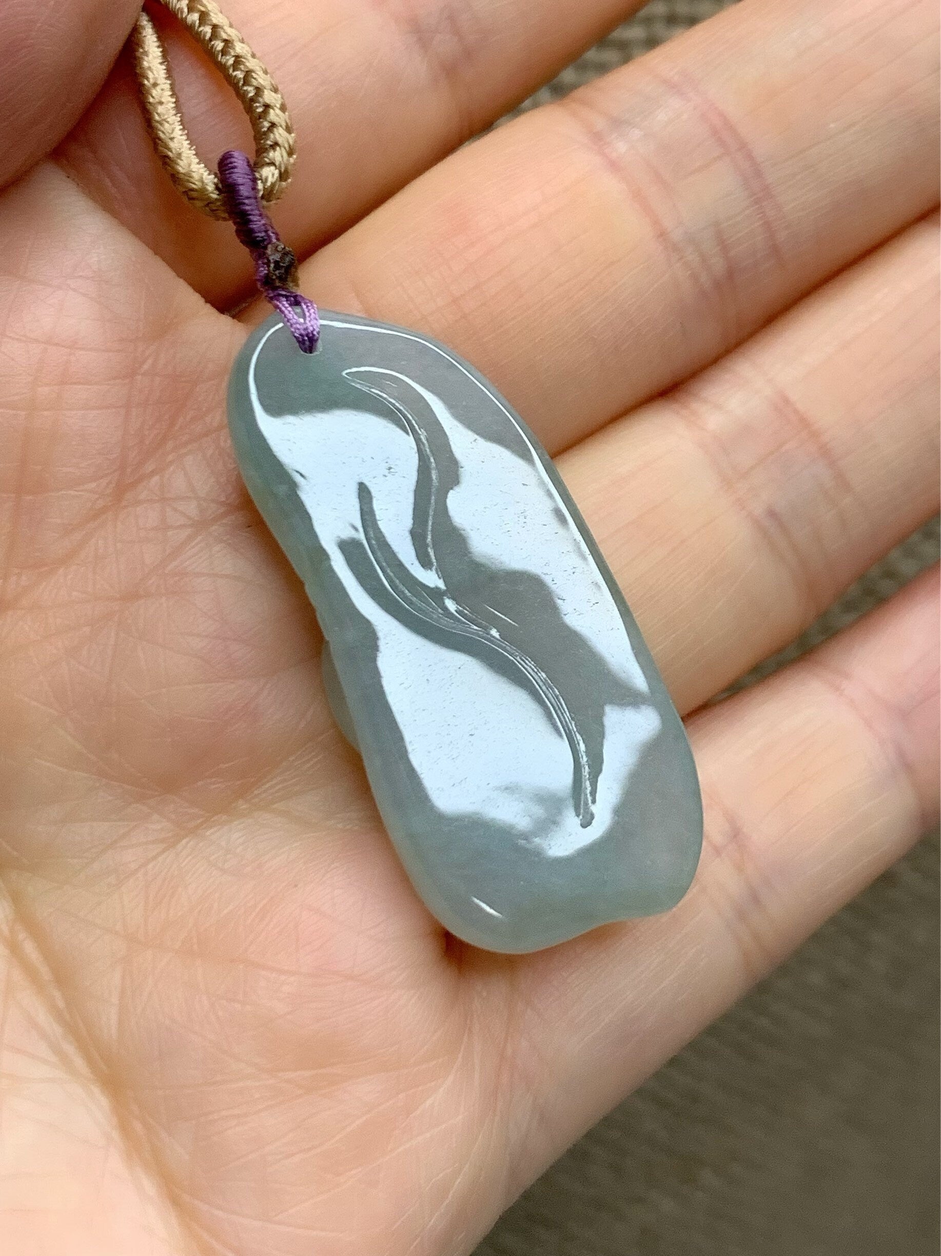Natural Burmese Premium Icy Highly Translucent Icy Light Green Jadeite Fish and Lotus Flower Pendant Rope Necklace 天然冰晴底飘绿花翡翠荷叶鱼吊坠