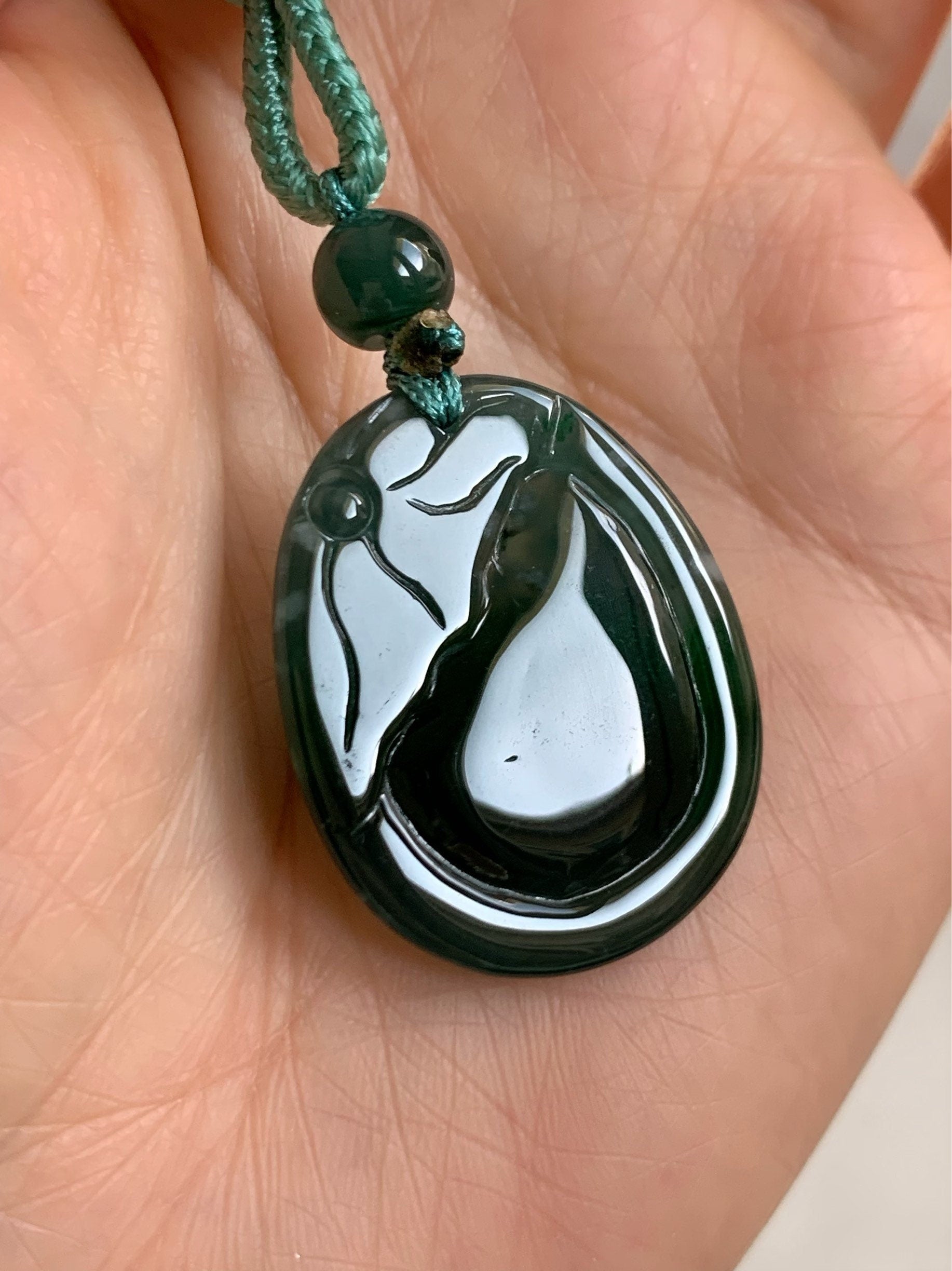 Fish and Lotus Flower Jadeite Pendant Guatemalan Natural Premium Highly Translucent Blue and Green Jadeite Necklace 高冰危蓝翡翠荷花鱼吊坠