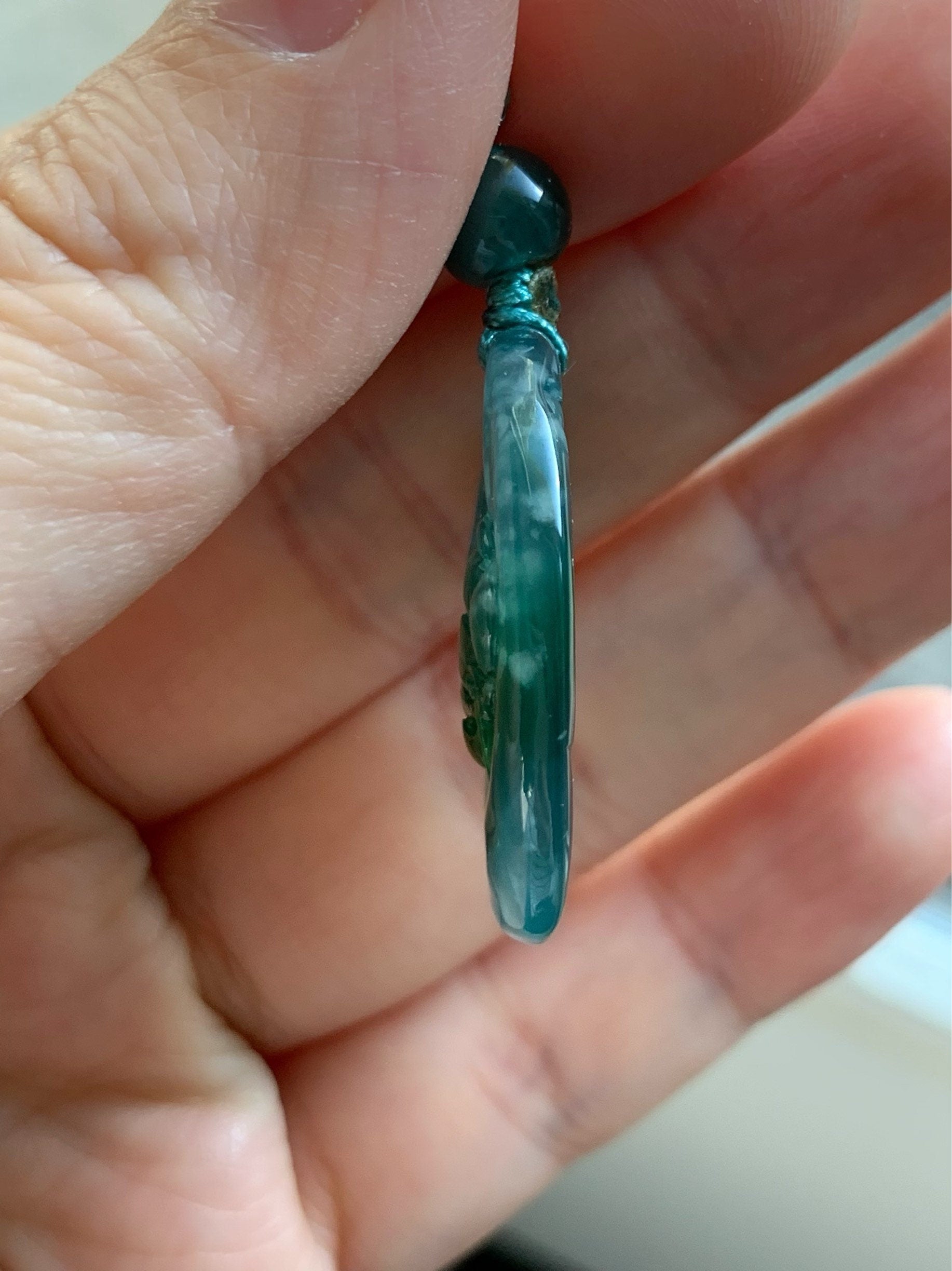 Fish and Lotus Flower Jadeite Pendant Guatemalan Natural Premium Highly Translucent Blue and Green Jadeite Necklace 高冰危蓝翡翠荷花鱼吊坠
