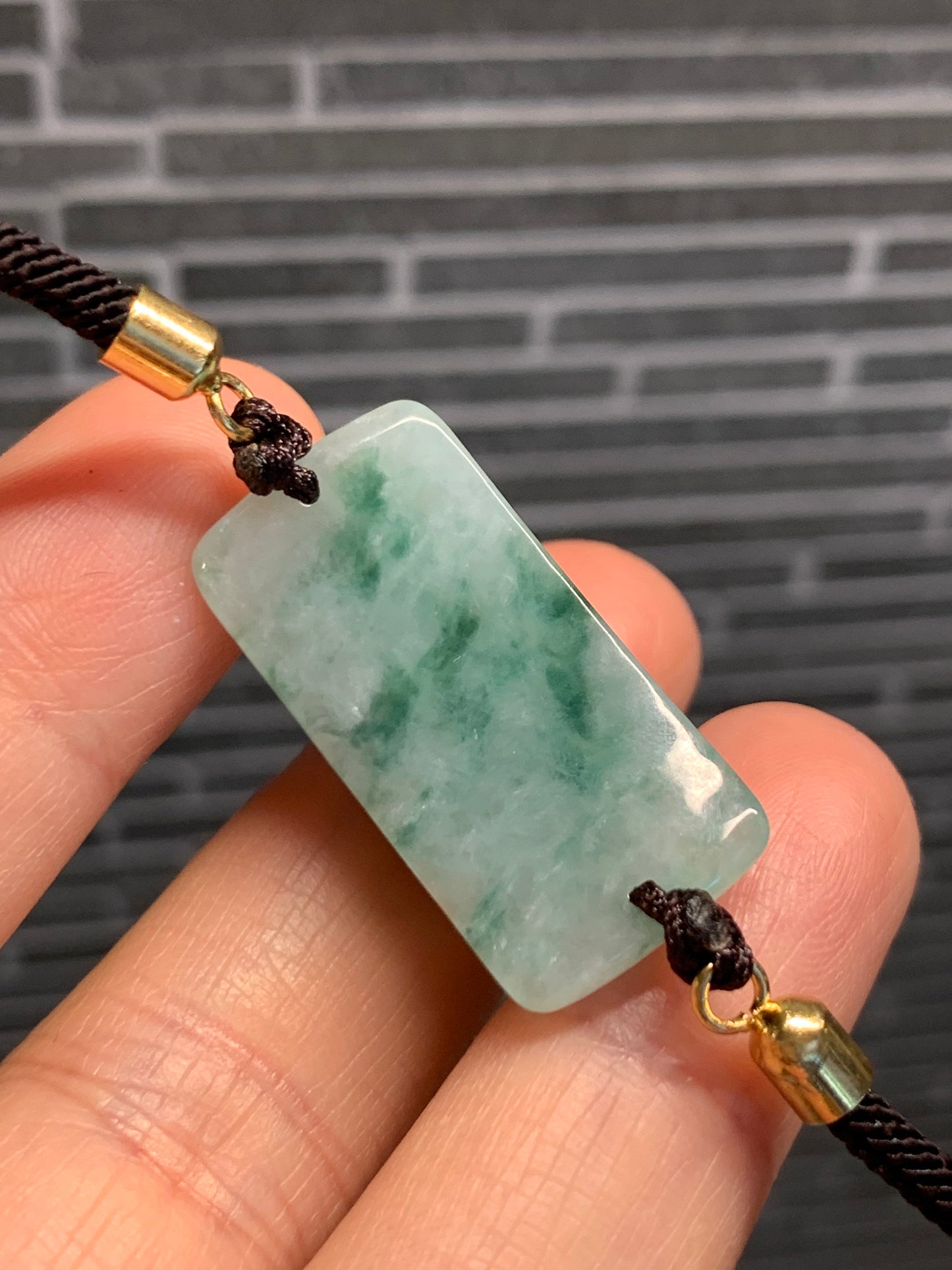 Natural Burmese Icy Translucent Light Green with Green Marbling Jadeite Lotus Flower Bracelet Adjustable up to 10” 天然缅甸翡翠晴底飘绿花莲花手牌