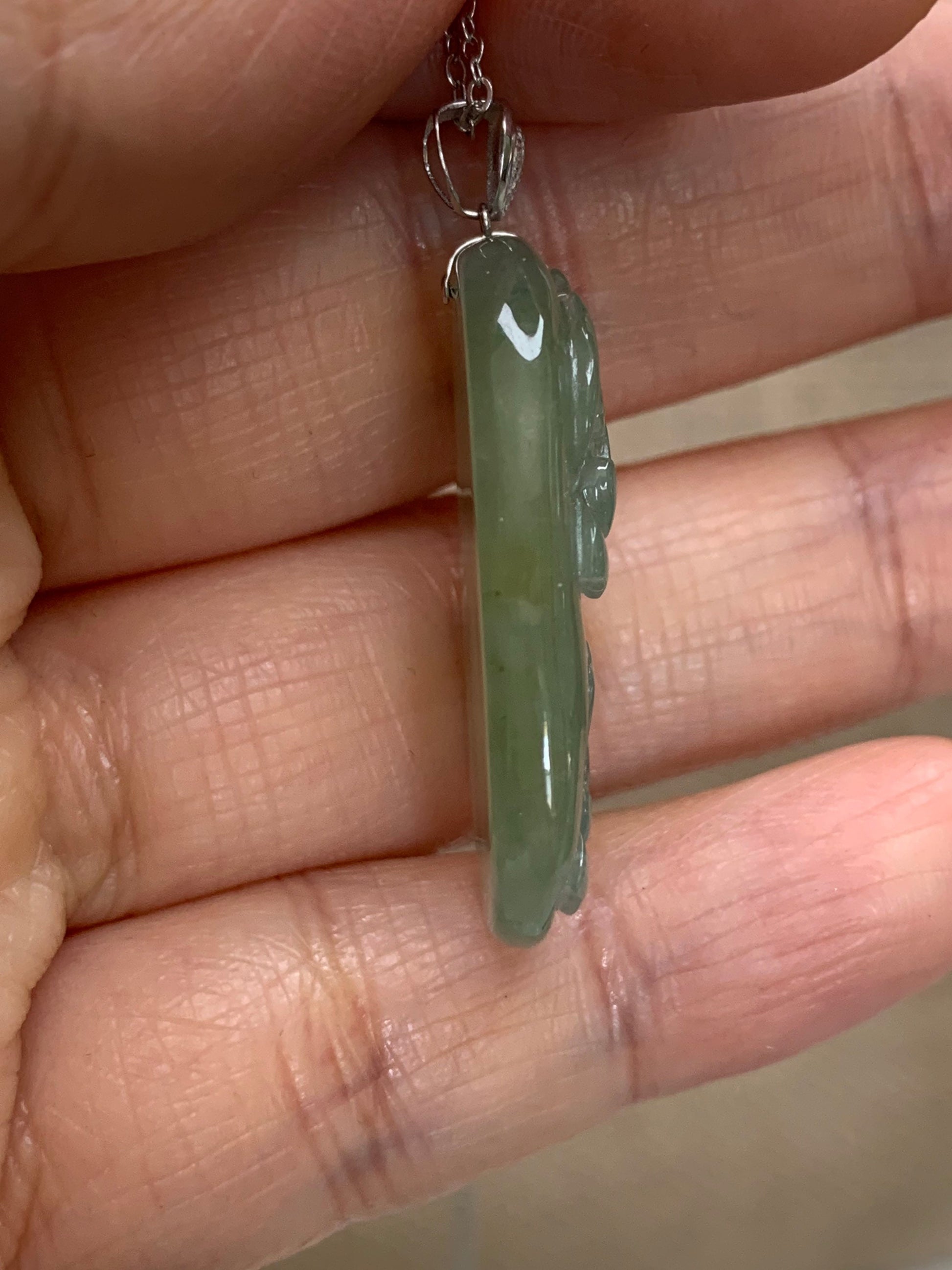 Natural Burmese grade A Icy Translucent Green and Yellow Blended Jadeite Lotus Flowers Pendant with 18K White Gold Bail 天然缅甸翡翠正冰双莲花镶嵌吊坠