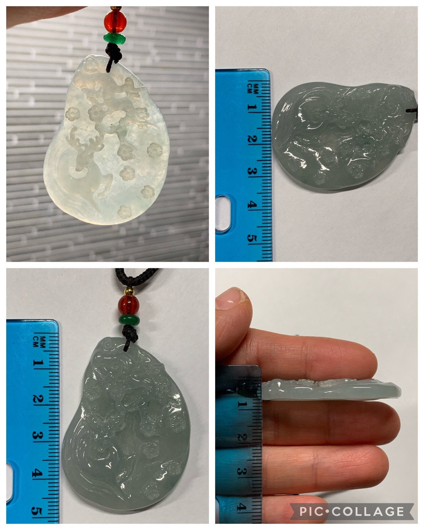 HUGE Beautiful Natural Burmese Premium Translucent Light Green Jadeite Deer Pendant Carved Deer Tag Necklace 天然缅甸翡翠冰晴底鹿牌吊坠
