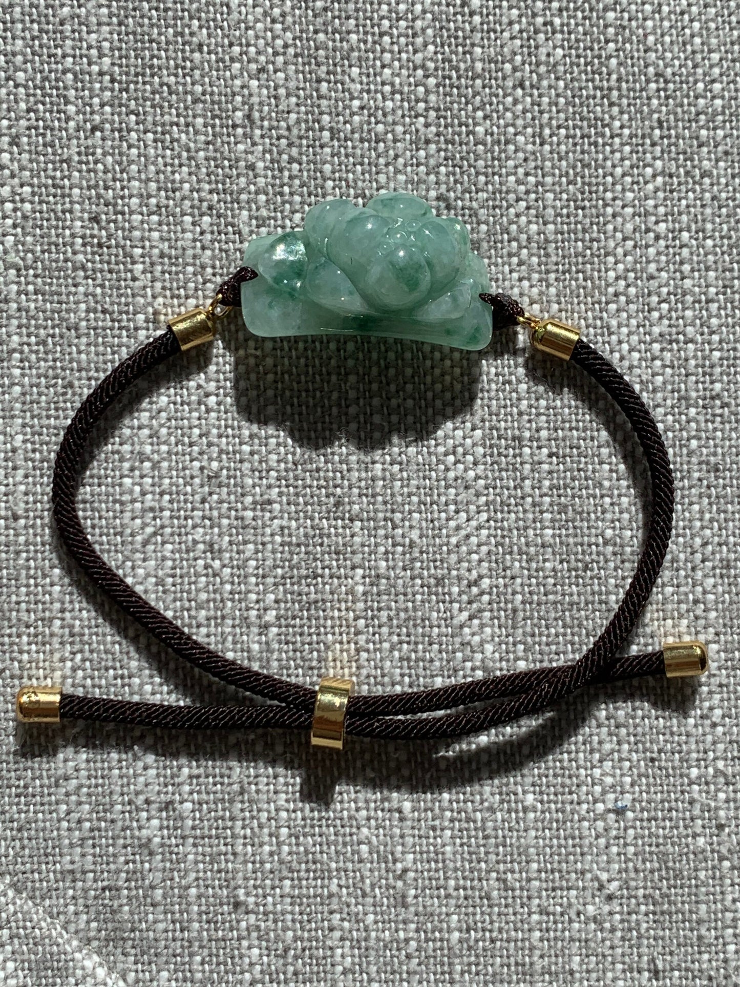 Natural Burmese Icy Translucent Light Green with Green Marbling Jadeite Lotus Flower Bracelet Adjustable up to 10” 天然缅甸翡翠晴底飘绿花莲花手牌