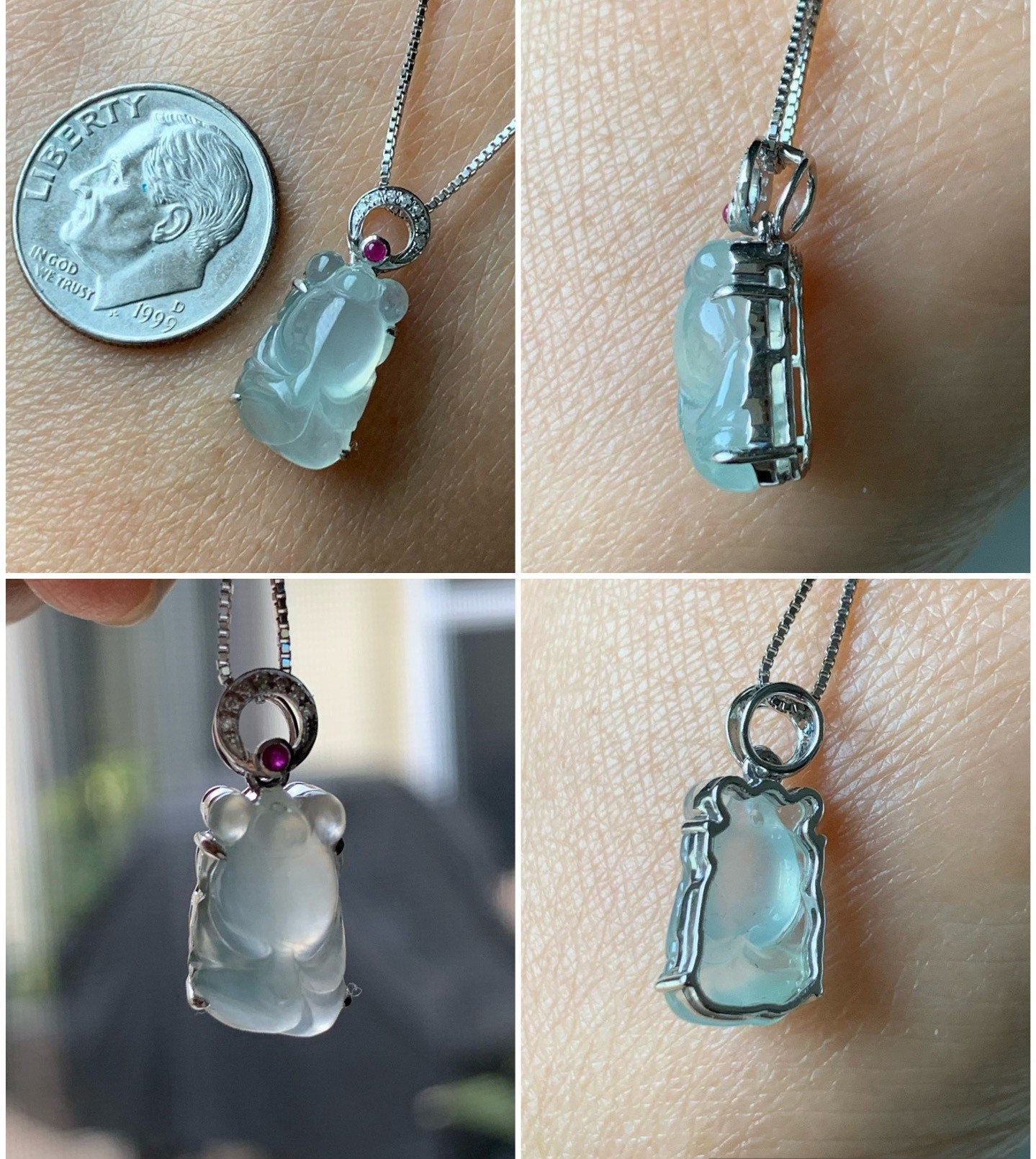 Certified Natural Burmese Icy Highly Translucent Gelatinous Jadeite Goldfish Diamond & Ruby Pendant 18K White Gold 天然缅甸冰胶起光翡翠金鱼钻石红宝镶嵌吊坠