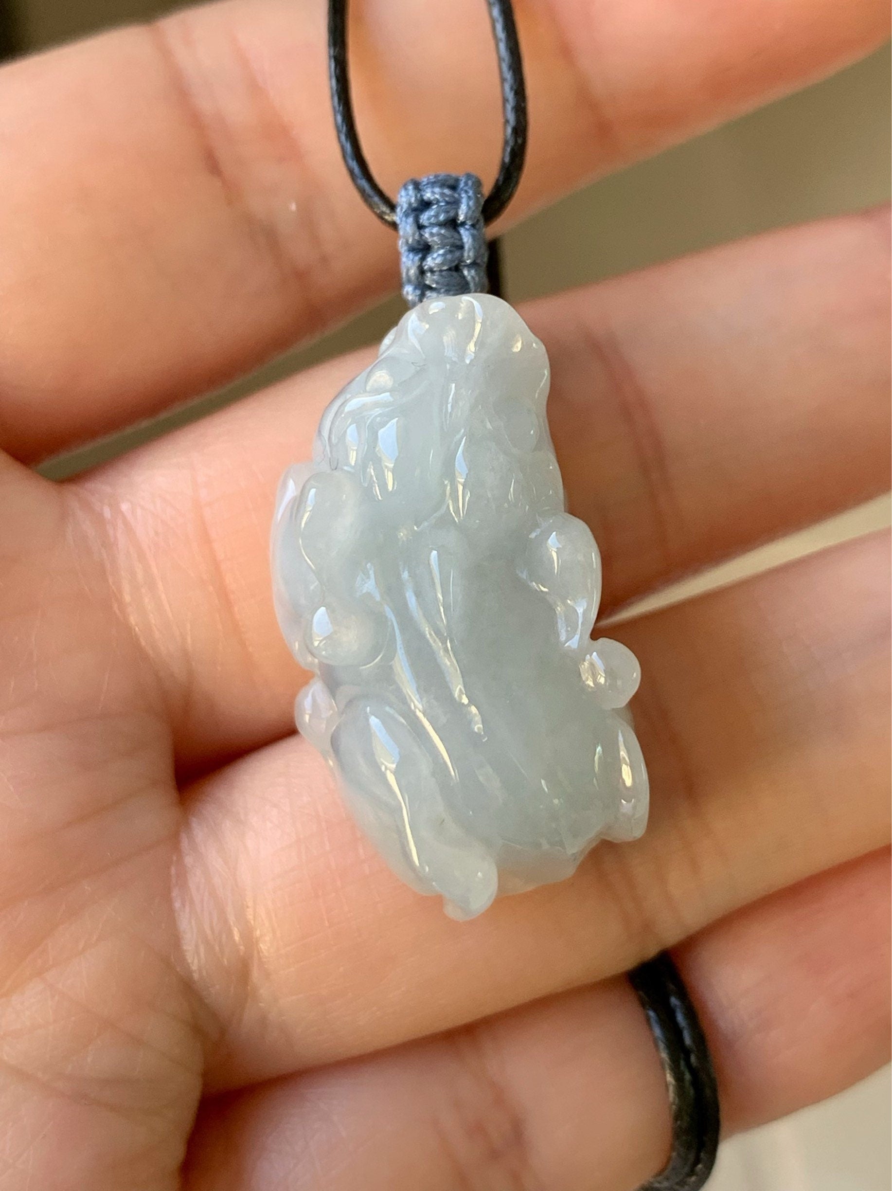 Large Natural Burmese Jadeite Icy Translucent Gelatinous Sky Blue Pixiu Pendant 天然缅甸起胶厚装天空蓝貔貅吊坠