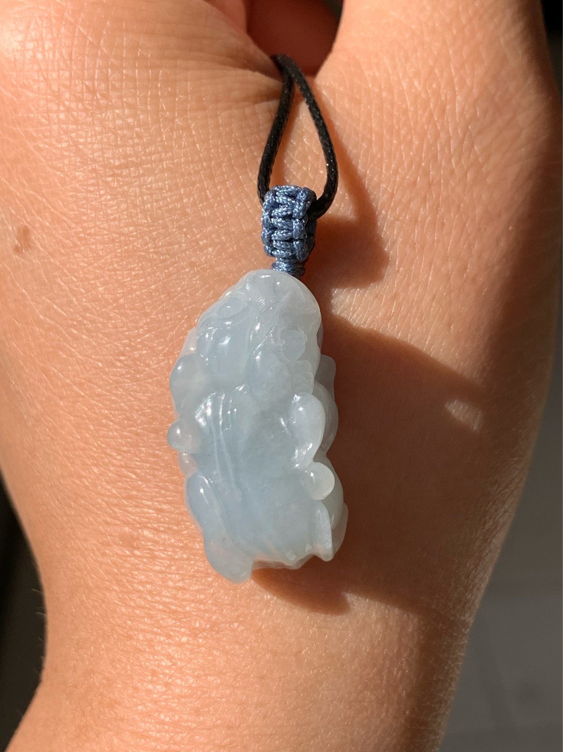 Large Natural Burmese Jadeite Icy Translucent Gelatinous Sky Blue Pixiu Pendant 天然缅甸起胶厚装天空蓝貔貅吊坠