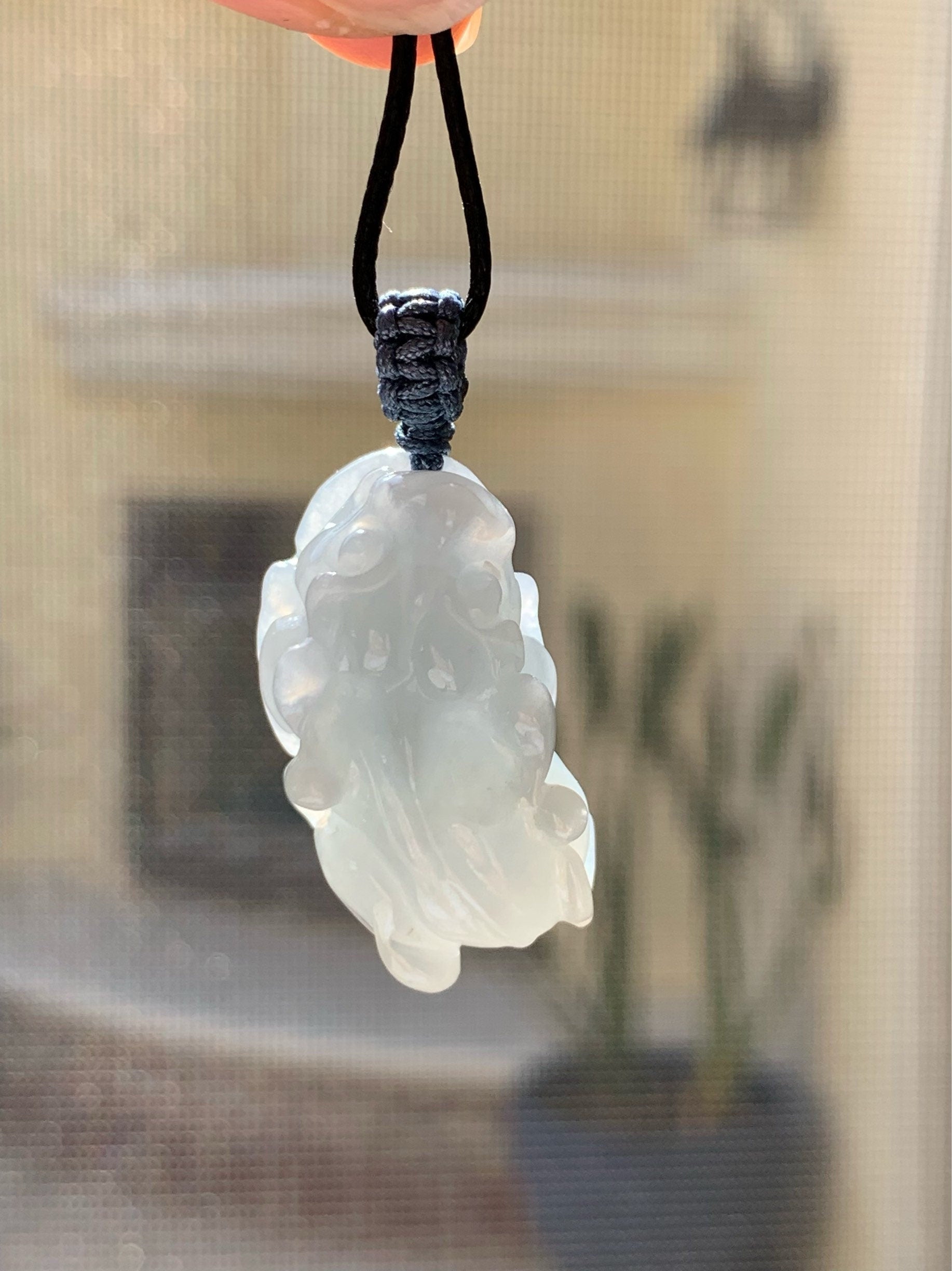 Large Natural Burmese Jadeite Icy Translucent Gelatinous Sky Blue Pixiu Pendant 天然缅甸起胶厚装天空蓝貔貅吊坠