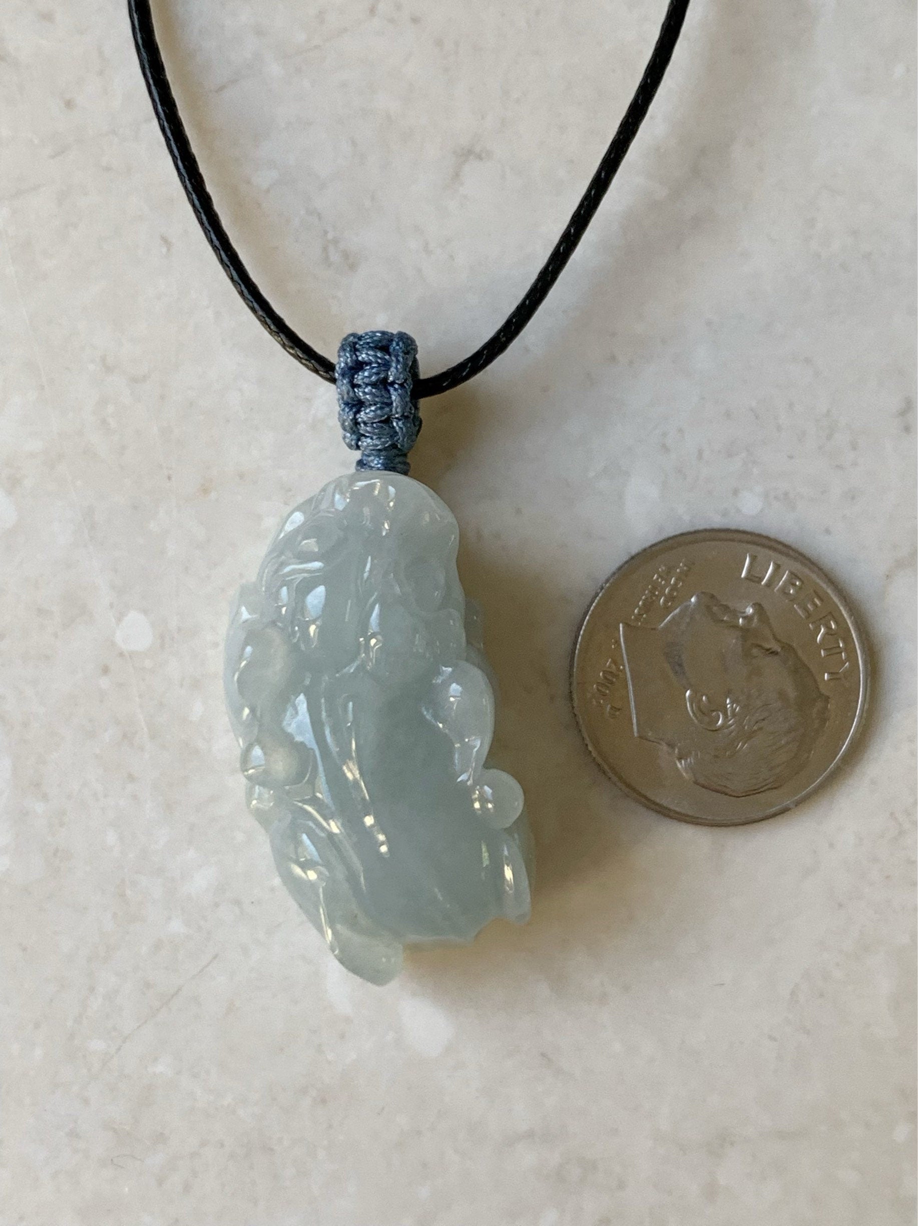 Large Natural Burmese Jadeite Icy Translucent Gelatinous Sky Blue Pixiu Pendant 天然缅甸起胶厚装天空蓝貔貅吊坠