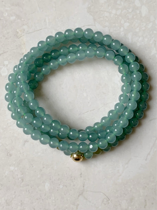 Natural Guatemalan Translucent Gelatinous Light Blue Jadeite Beaded Necklace 5mm 22” 天然危地马拉冰胶蓝水翡翠长串