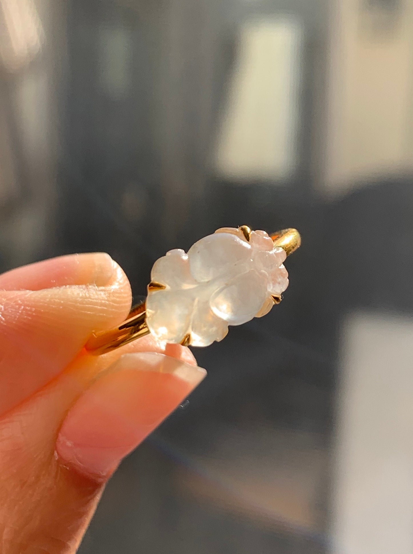 Certified Natural Burmese Highly Translucent Icy Rock Candy Yellow Jadeite Carved Goldfish Ring 18K Yellow Gold sz 7 天然缅甸冰糖黄翡翠金鱼镶嵌戒指