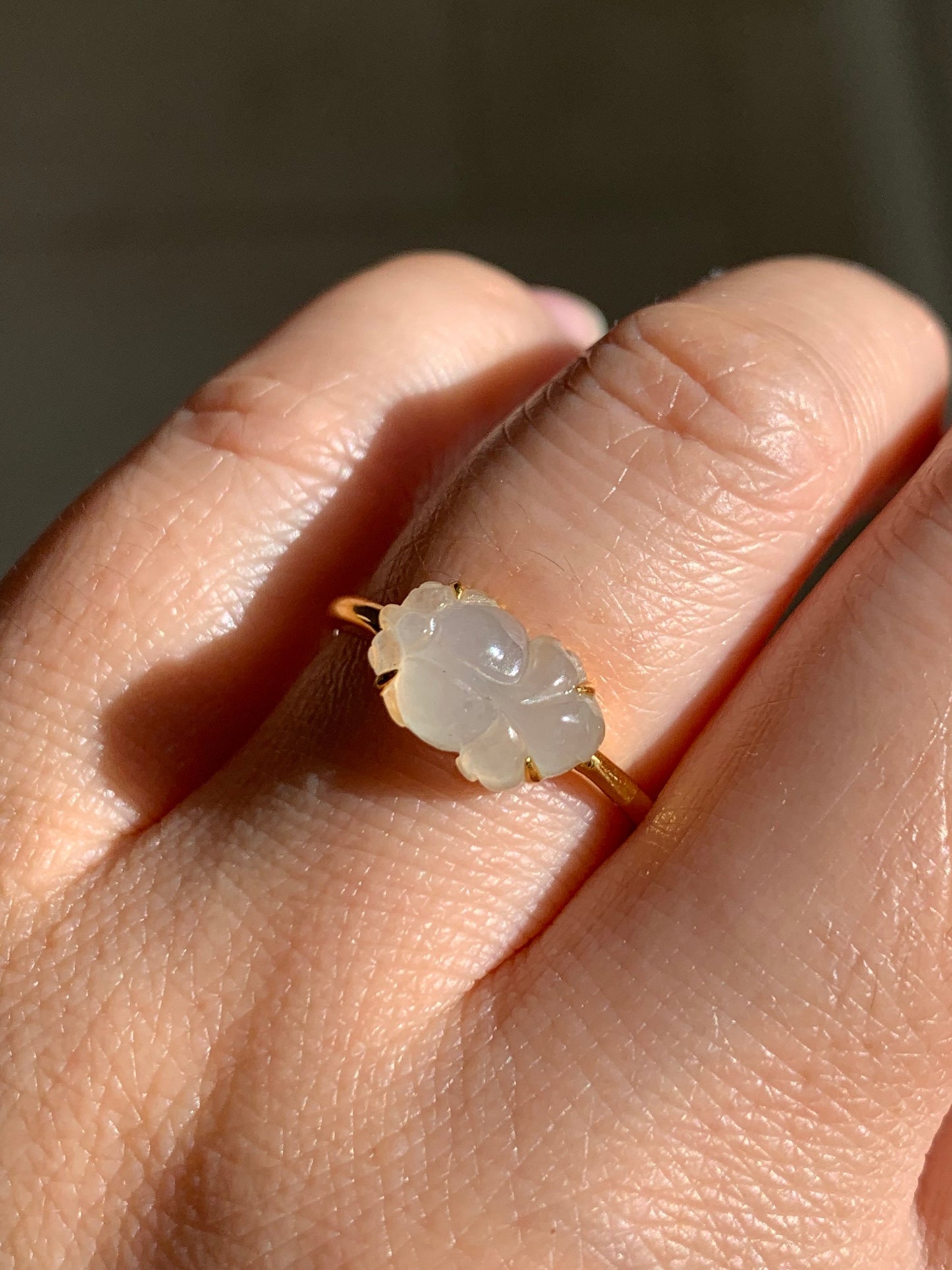 Certified Natural Burmese Highly Translucent Icy Rock Candy Yellow Jadeite Carved Goldfish Ring 18K Yellow Gold sz 7 天然缅甸冰糖黄翡翠金鱼镶嵌戒指