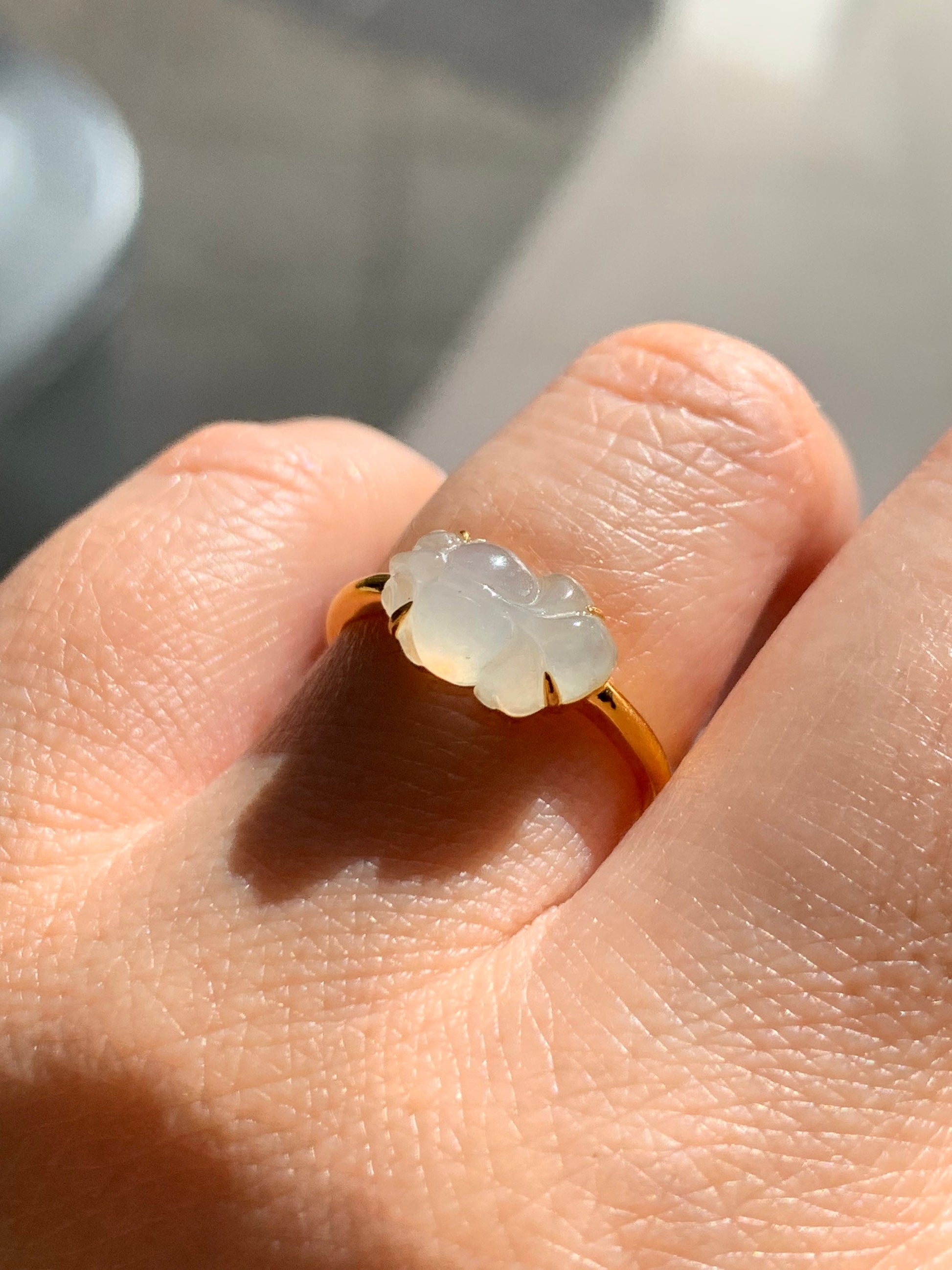 Certified Natural Burmese Highly Translucent Icy Rock Candy Yellow Jadeite Carved Goldfish Ring 18K Yellow Gold sz 7 天然缅甸冰糖黄翡翠金鱼镶嵌戒指
