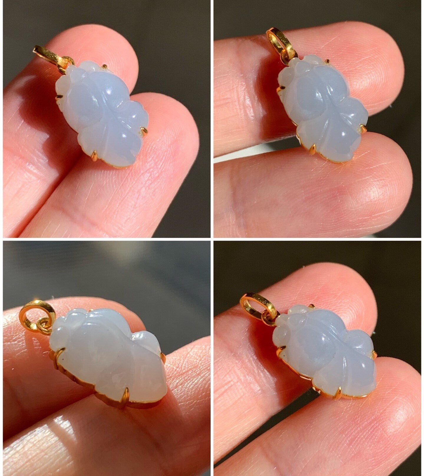 Certified Natural Burmese Icy Translucent & Gelatinous Purple Jadeite Carved Pudgy Goldfish Pendant 18K Yellow Gold 天然缅甸冰胶玛瑙底冰紫翡翠胖头金鱼镶嵌吊坠
