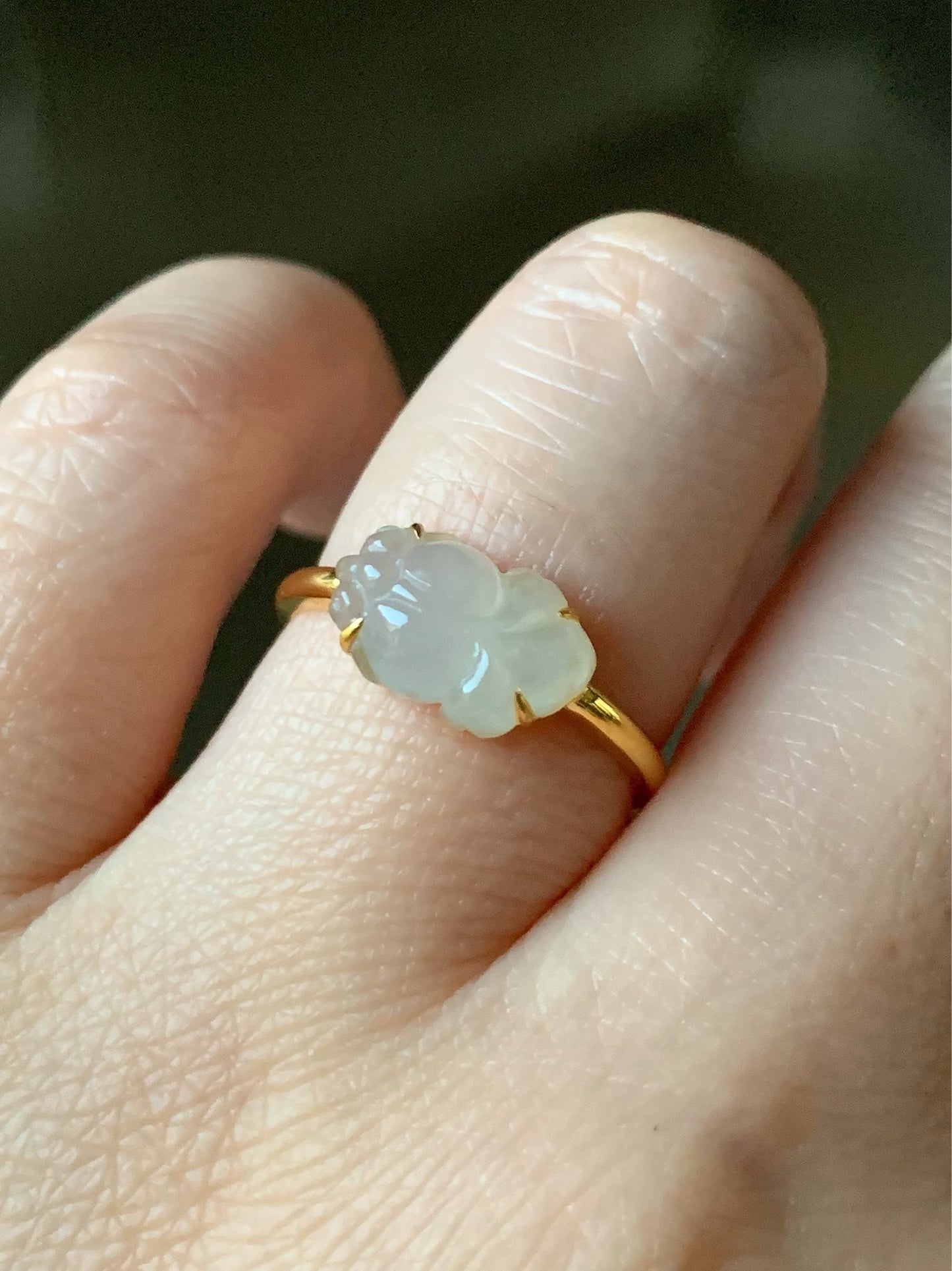 Certified Natural Burmese Highly Translucent Icy Rock Candy Yellow Jadeite Carved Goldfish Ring 18K Yellow Gold sz 7 天然缅甸冰糖黄翡翠金鱼镶嵌戒指