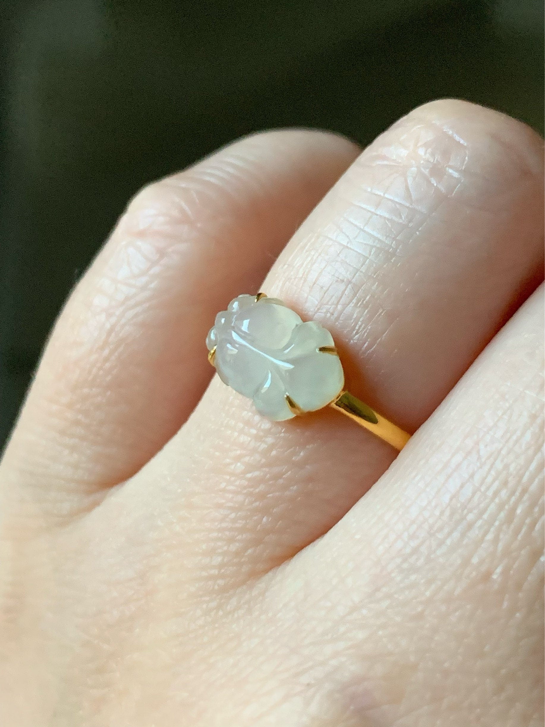 Certified Natural Burmese Highly Translucent Icy Rock Candy Yellow Jadeite Carved Goldfish Ring 18K Yellow Gold sz 7 天然缅甸冰糖黄翡翠金鱼镶嵌戒指