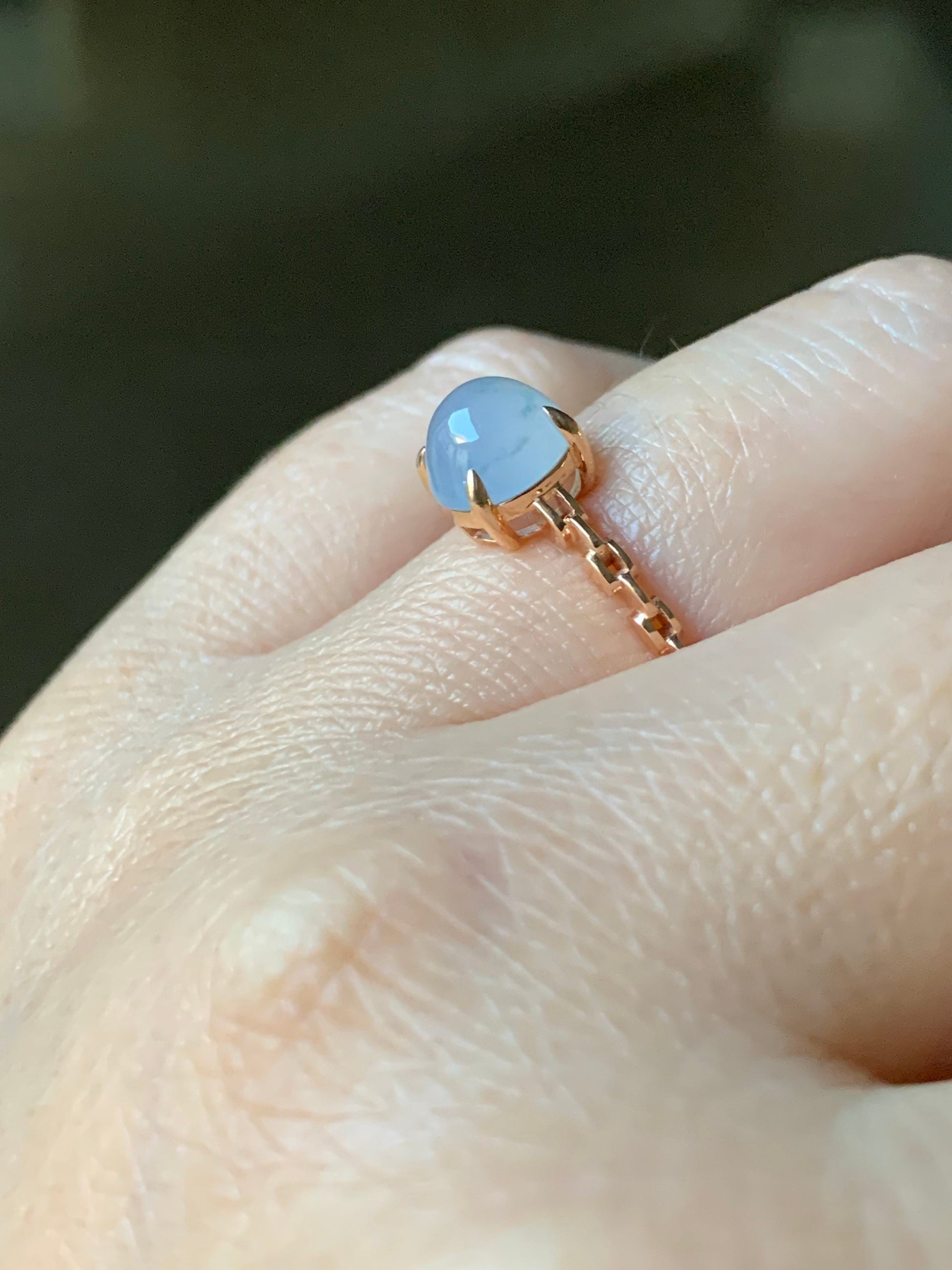 Certified Natural Burmese Icy Translucent & Gelatinous Light Purple Jadeite Ring 18K Rose Gold Sz 7 天然缅甸冰胶淡紫翡翠镶嵌戒指