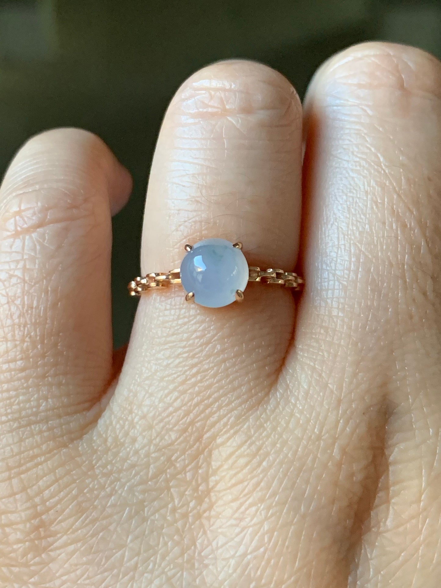 Certified Natural Burmese Icy Translucent & Gelatinous Light Purple Jadeite Ring 18K Rose Gold Sz 7 天然缅甸冰胶淡紫翡翠镶嵌戒指