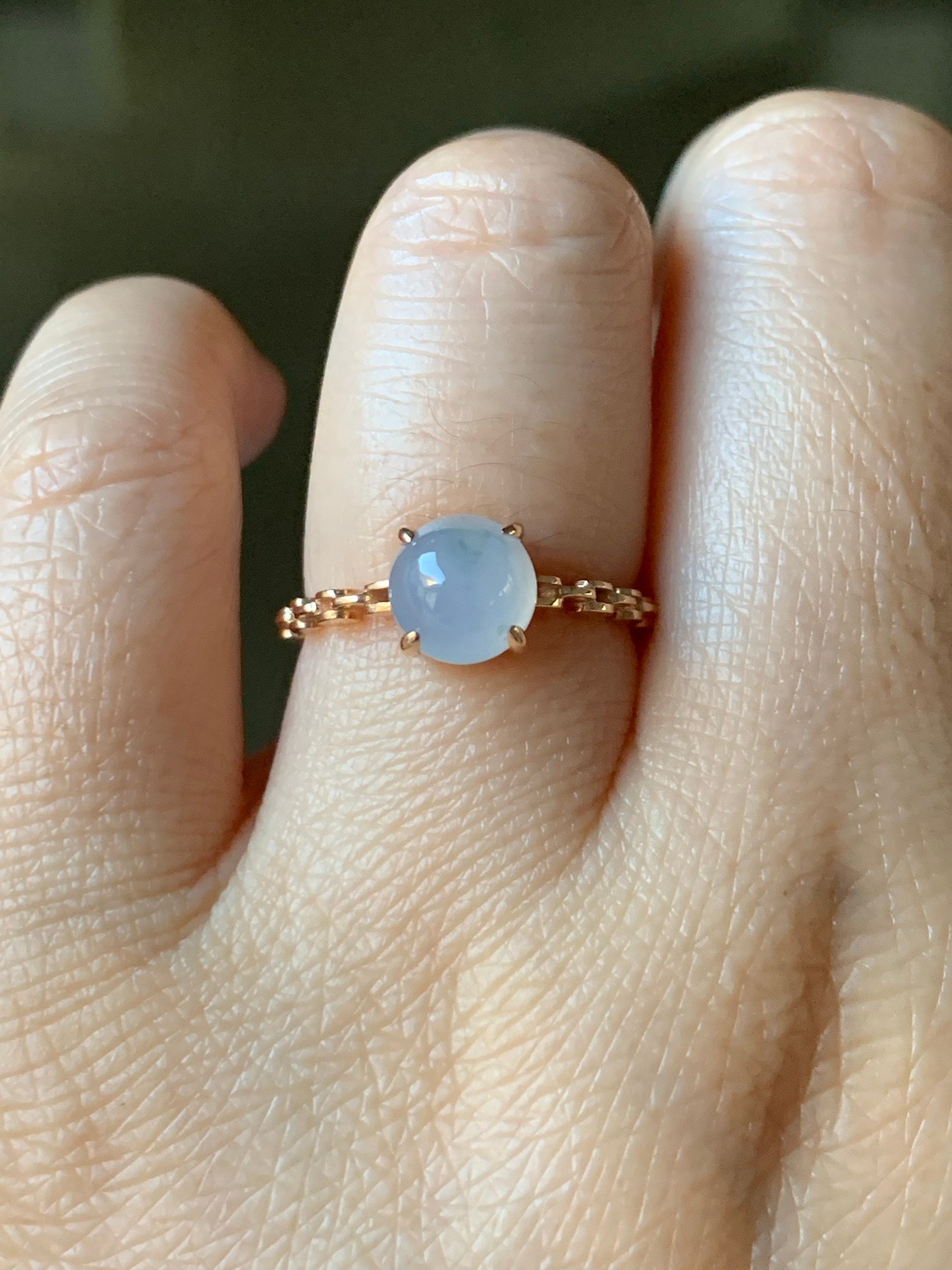Certified Natural Burmese Icy Translucent & Gelatinous Light Purple Jadeite Ring 18K Rose Gold Sz 7 天然缅甸冰胶淡紫翡翠镶嵌戒指