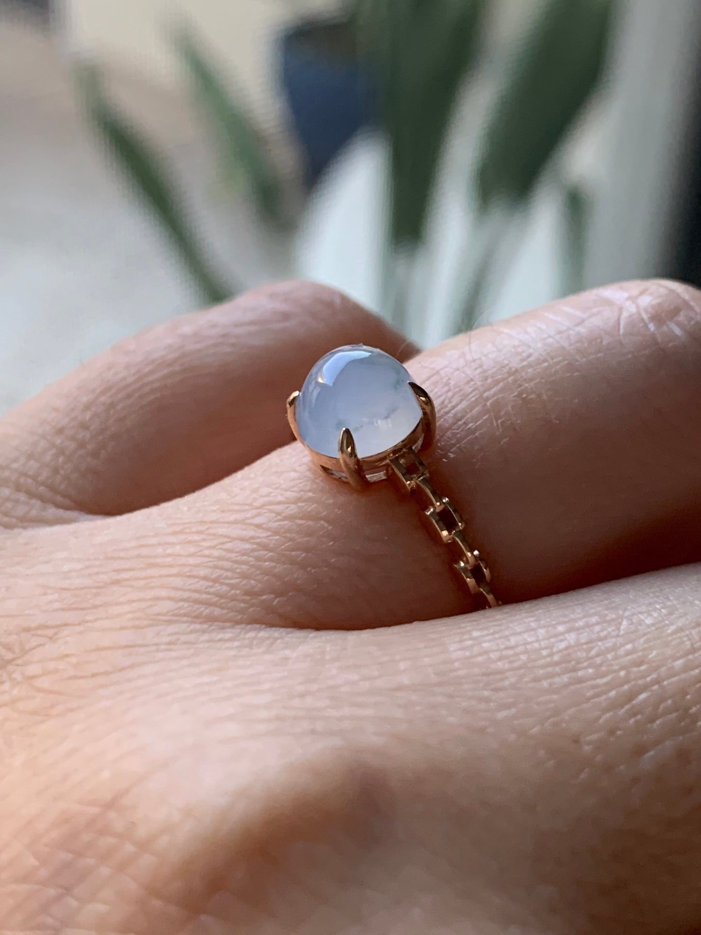 Certified Natural Burmese Icy Translucent & Gelatinous Light Purple Jadeite Ring 18K Rose Gold Sz 7 天然缅甸冰胶淡紫翡翠镶嵌戒指