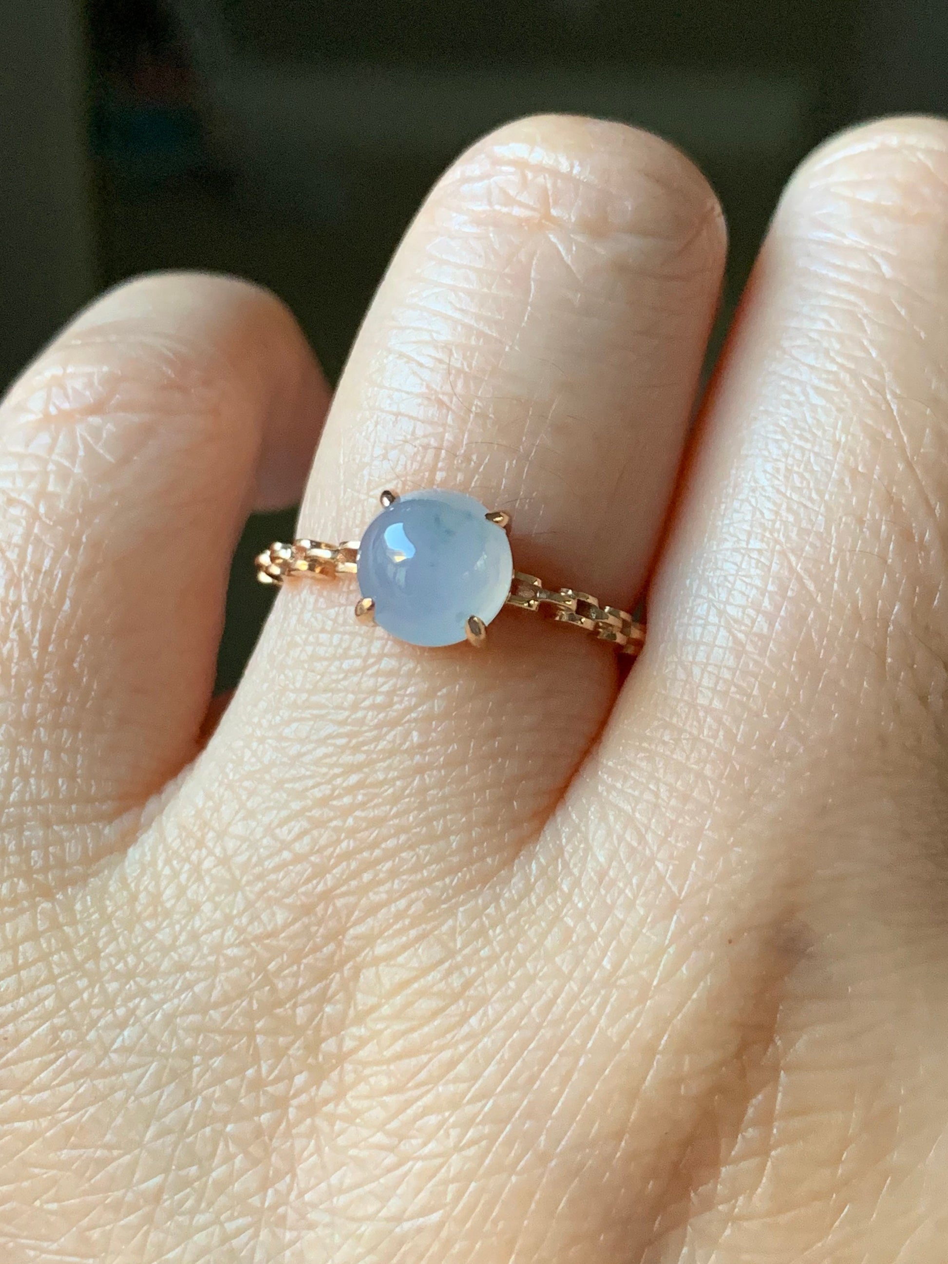 Certified Natural Burmese Icy Translucent & Gelatinous Light Purple Jadeite Ring 18K Rose Gold Sz 7 天然缅甸冰胶淡紫翡翠镶嵌戒指