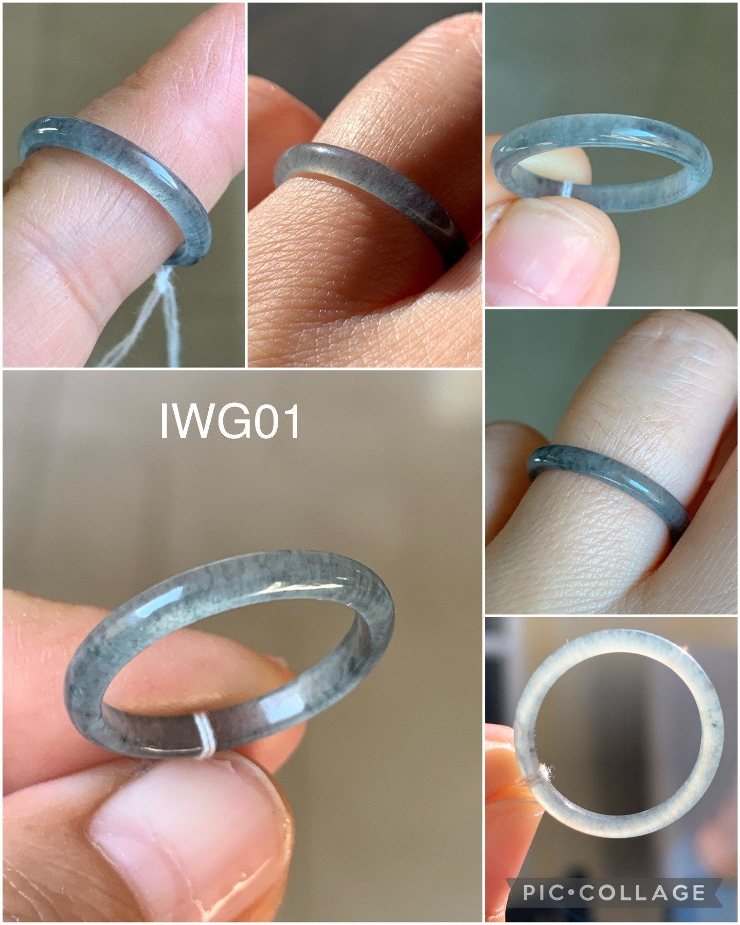 Natural Guatemalan Highly Translucent Blue Wuji & Green Marbling Jadeite Band Rings Skinny Band Size Varies 天然危地马拉起光起冰蓝乌鸡飘绿花翡翠戒圈