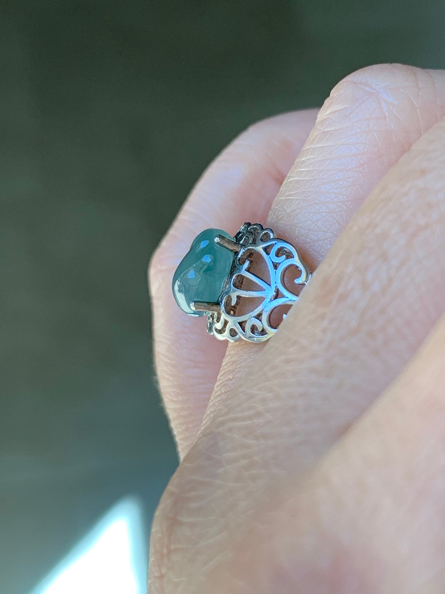 Natural Guatemalan Icy Translucent Blue Jadeite Carved Paw Print Ring S925 Sterling Silver Adjustable Size 天然冰危蓝水翡翠猫爪银镶戒指 MZYJ