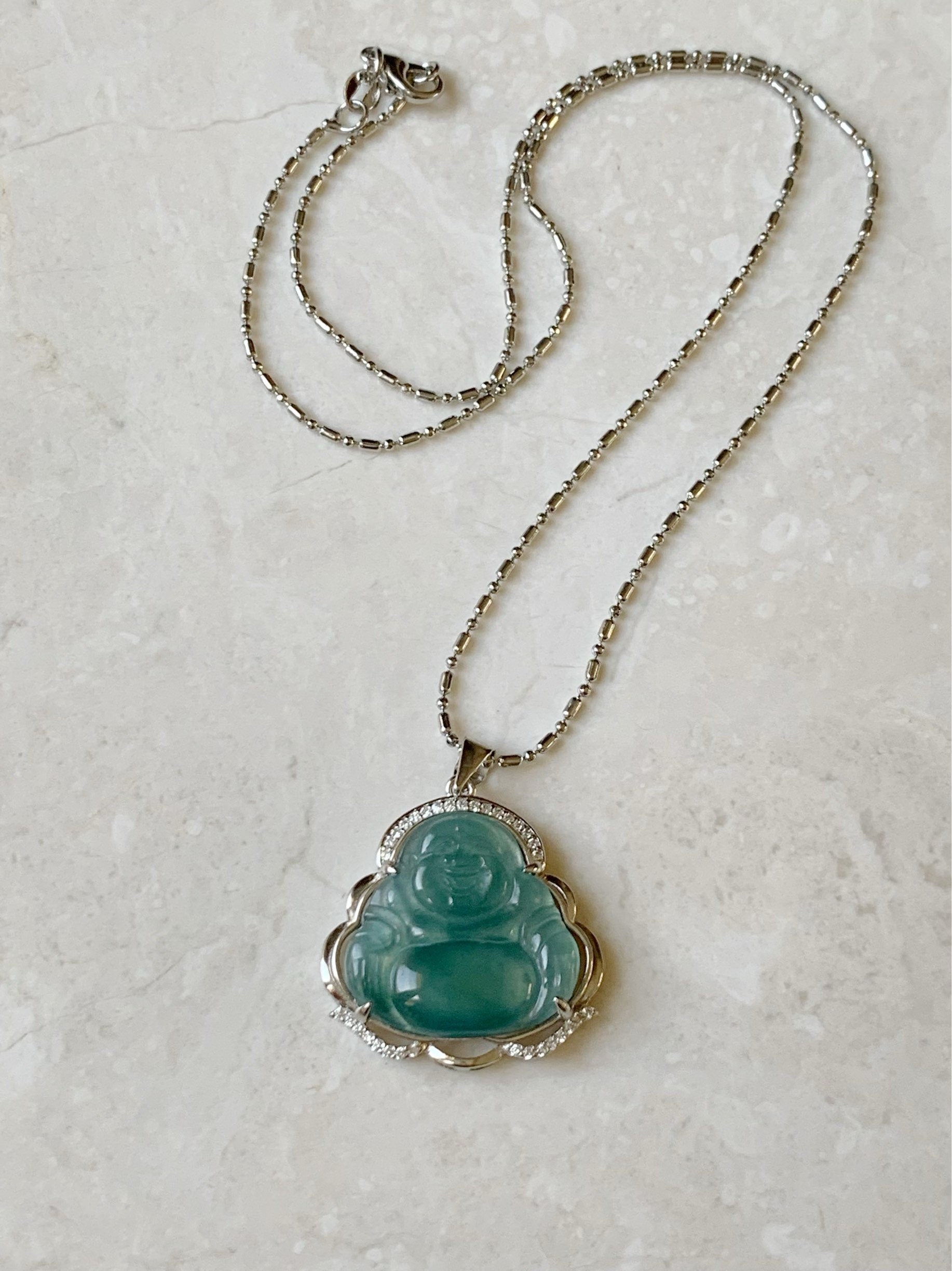 Natural Guatemalan Premium Highly Translucent Icy Blue Or Bi-Colored Jadeite Buddha Pendant S925 Silver 天然冰危正冰翡翠佛公镶嵌吊坠