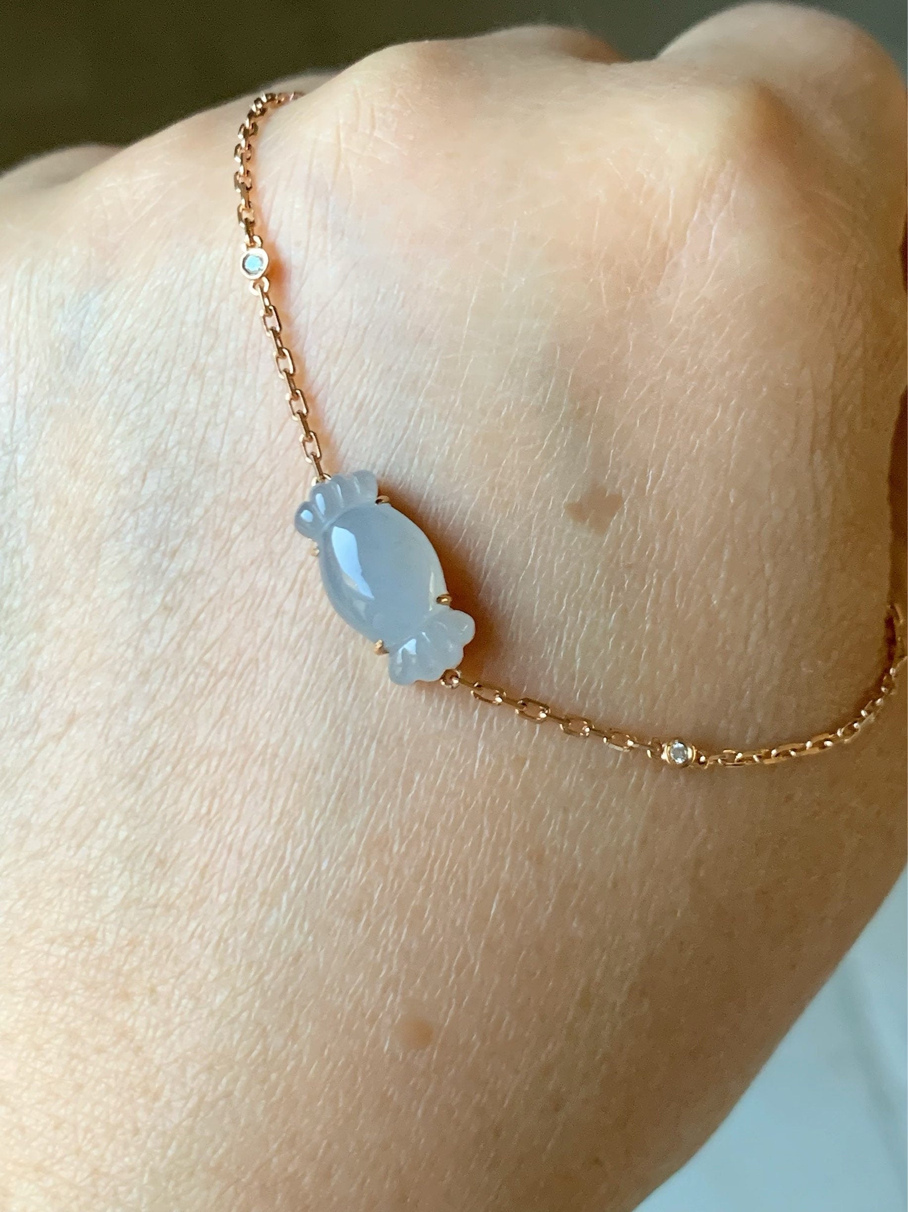 Certified Natural Burmese Premium Light Purple Jadeite Candy Bracelet 18K Rose Gold & Diamonds 6.25-7.25” 天然缅甸冰胶淡紫翡翠钻石镶嵌手链