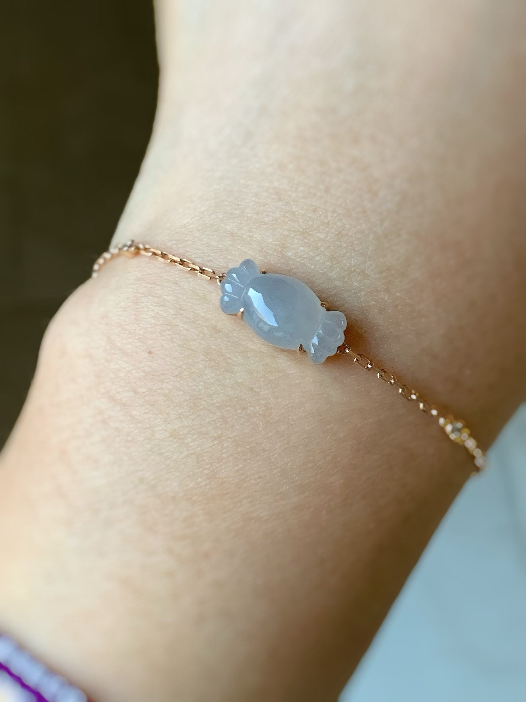 Certified Natural Burmese Premium Light Purple Jadeite Candy Bracelet 18K Rose Gold & Diamonds 6.25-7.25” 天然缅甸冰胶淡紫翡翠钻石镶嵌手链