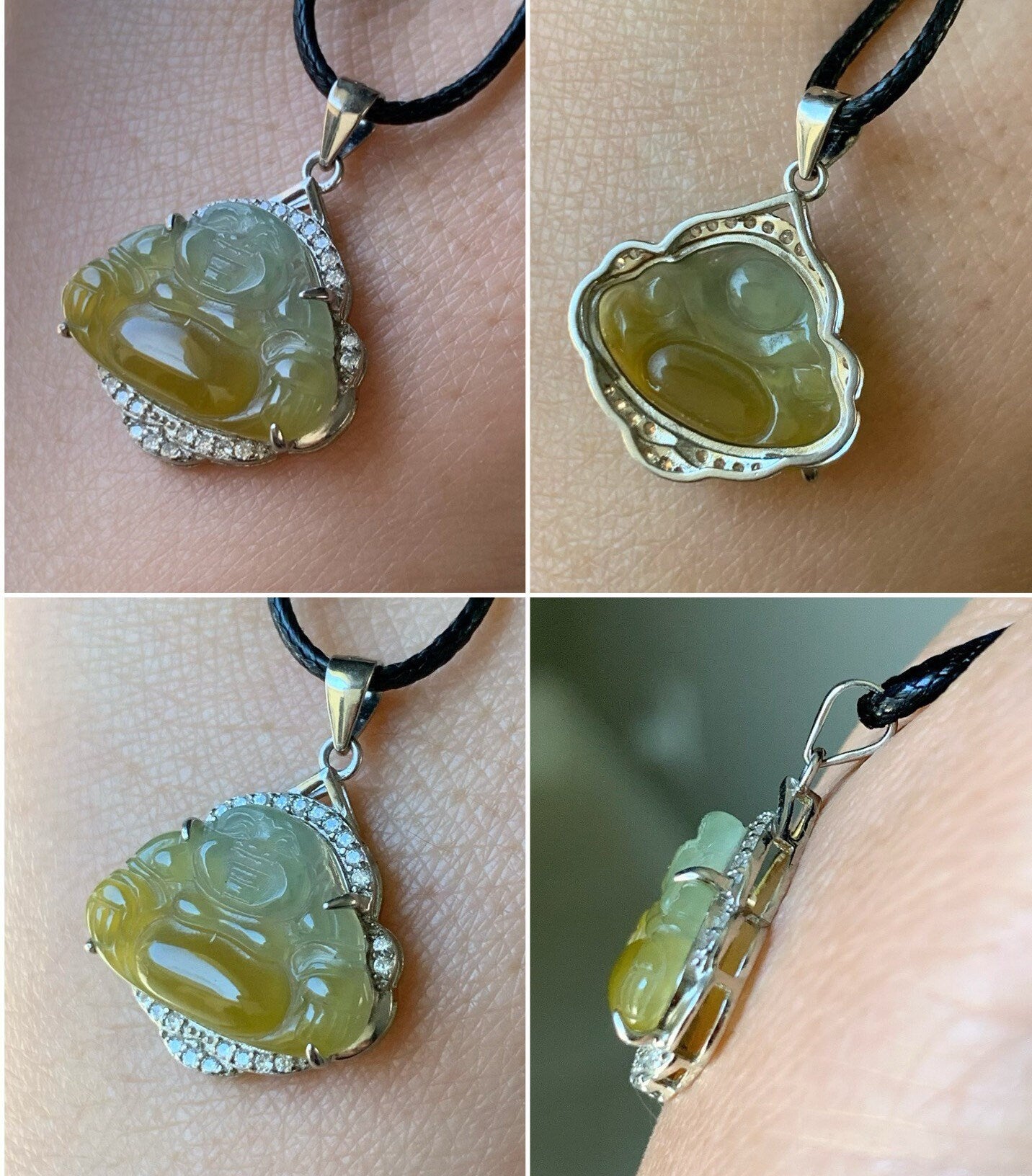 Natural Guatemalan Premium Translucent Icy Blue and Yellow Bi-Colored Jadeite Buddha Pendant Or Ring S925 Silver 天然冰危蓝加黄翡翠佛公镶嵌吊坠戒指