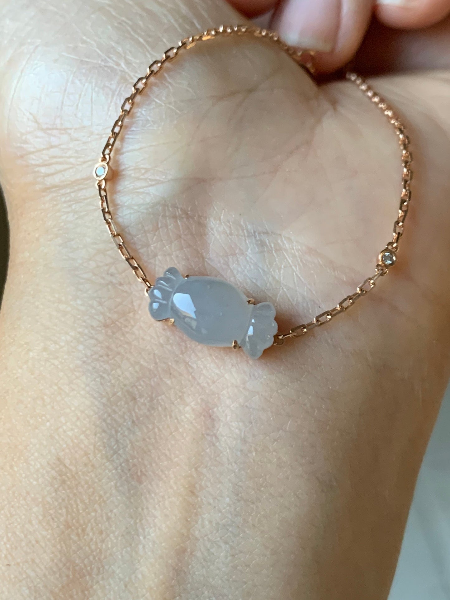 Certified Natural Burmese Premium Light Purple Jadeite Candy Bracelet 18K Rose Gold & Diamonds 6.25-7.25” 天然缅甸冰胶淡紫翡翠钻石镶嵌手链