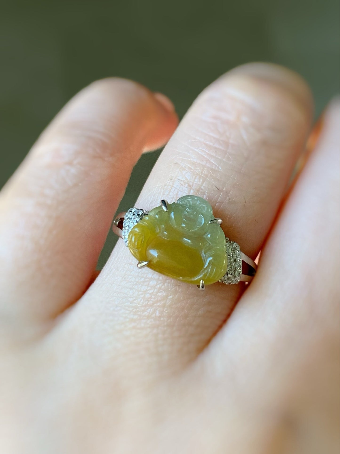 Natural Guatemalan Premium Translucent Icy Blue and Yellow Bi-Colored Jadeite Buddha Pendant Or Ring S925 Silver 天然冰危蓝加黄翡翠佛公镶嵌吊坠戒指