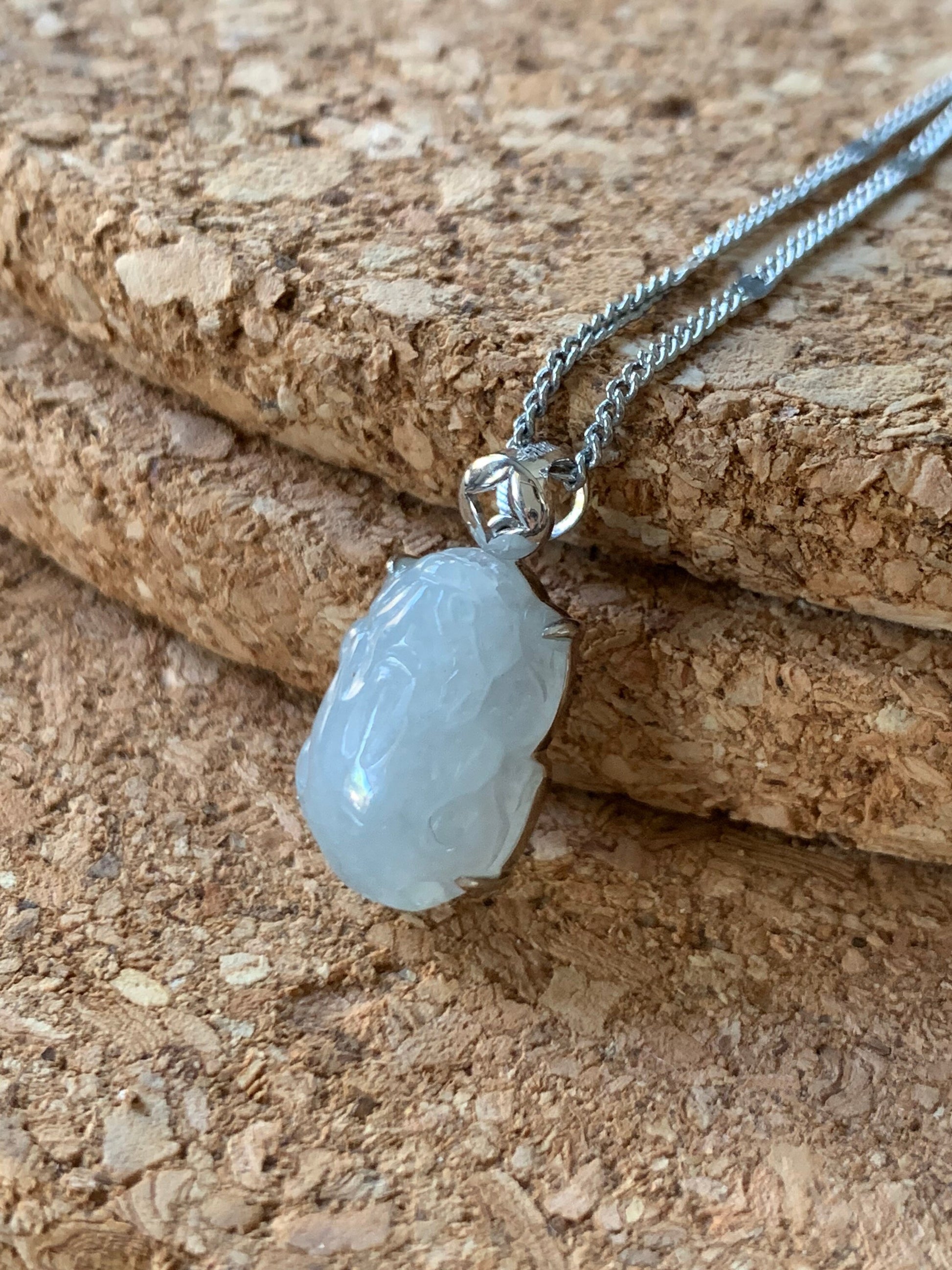 Certified Natural Burmese Icy Translucent & Gelatinous Sky Blue Jadeite Carved Pixiu Custom Pendant 18K White Gold 天然缅甸冰天空蓝翡翠貔貅镶嵌吊坠
