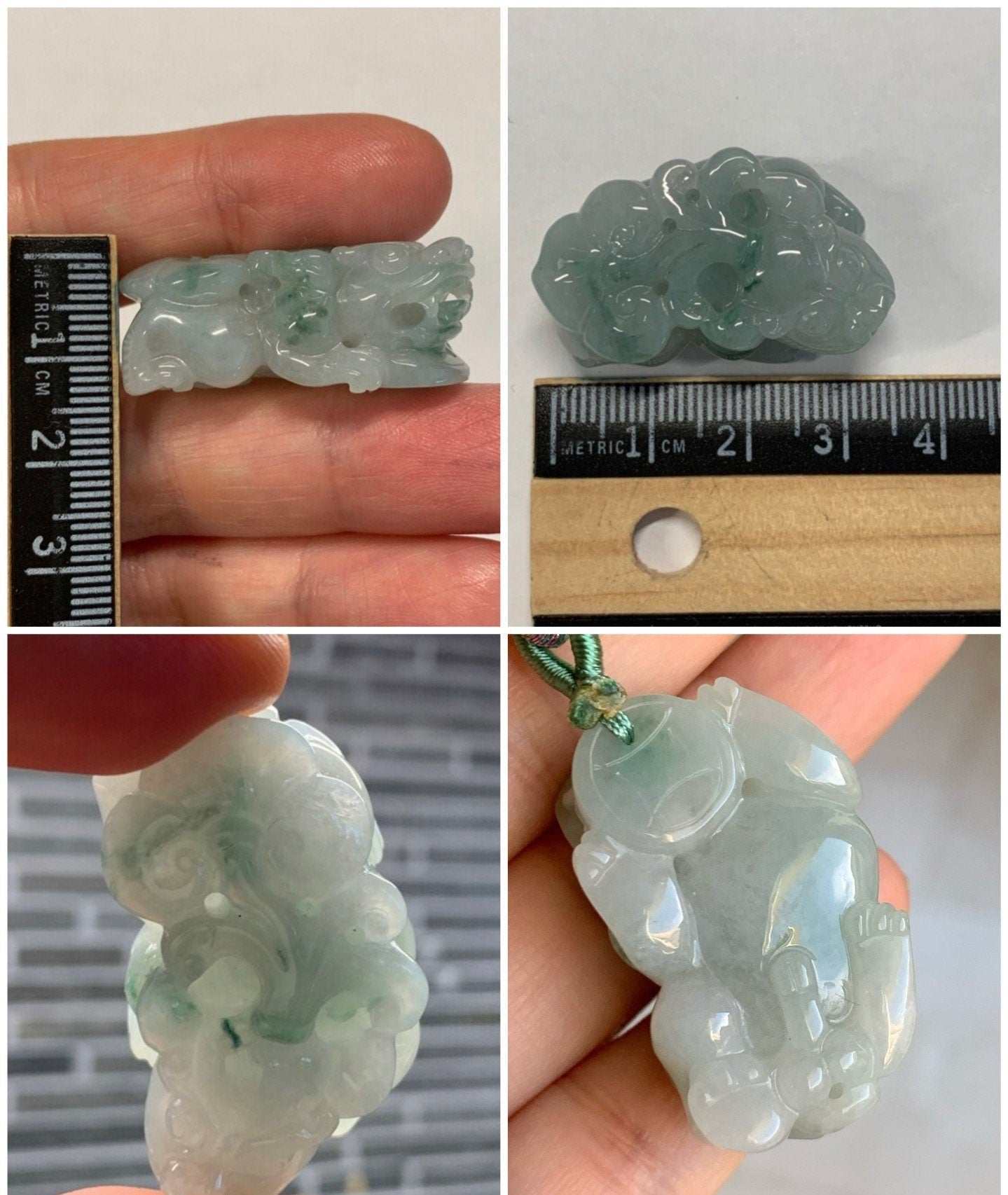 Huge Premium Burmese A Grade Jadeite Green Marbling Pixiu Pendant 精工玛瑙底飘绿貔貅吊坠