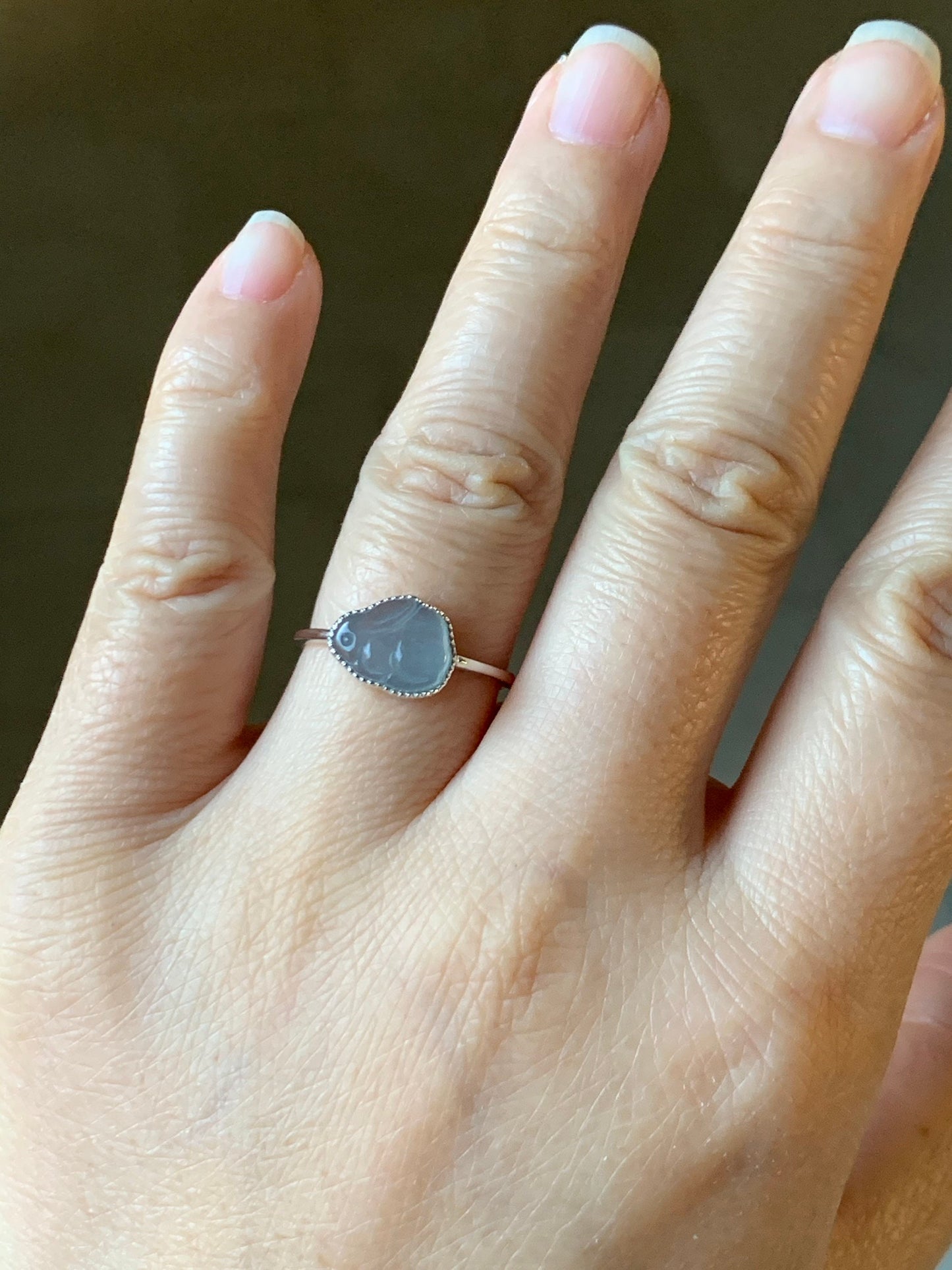 Certified Natural Guatemalan Highly Translucent Gelatinous Sky Blue Jadeite Bunny Rabbit Ring 18K White Gold Sz 7 天然冰危天空蓝翡翠小兔镶嵌戒指 1089