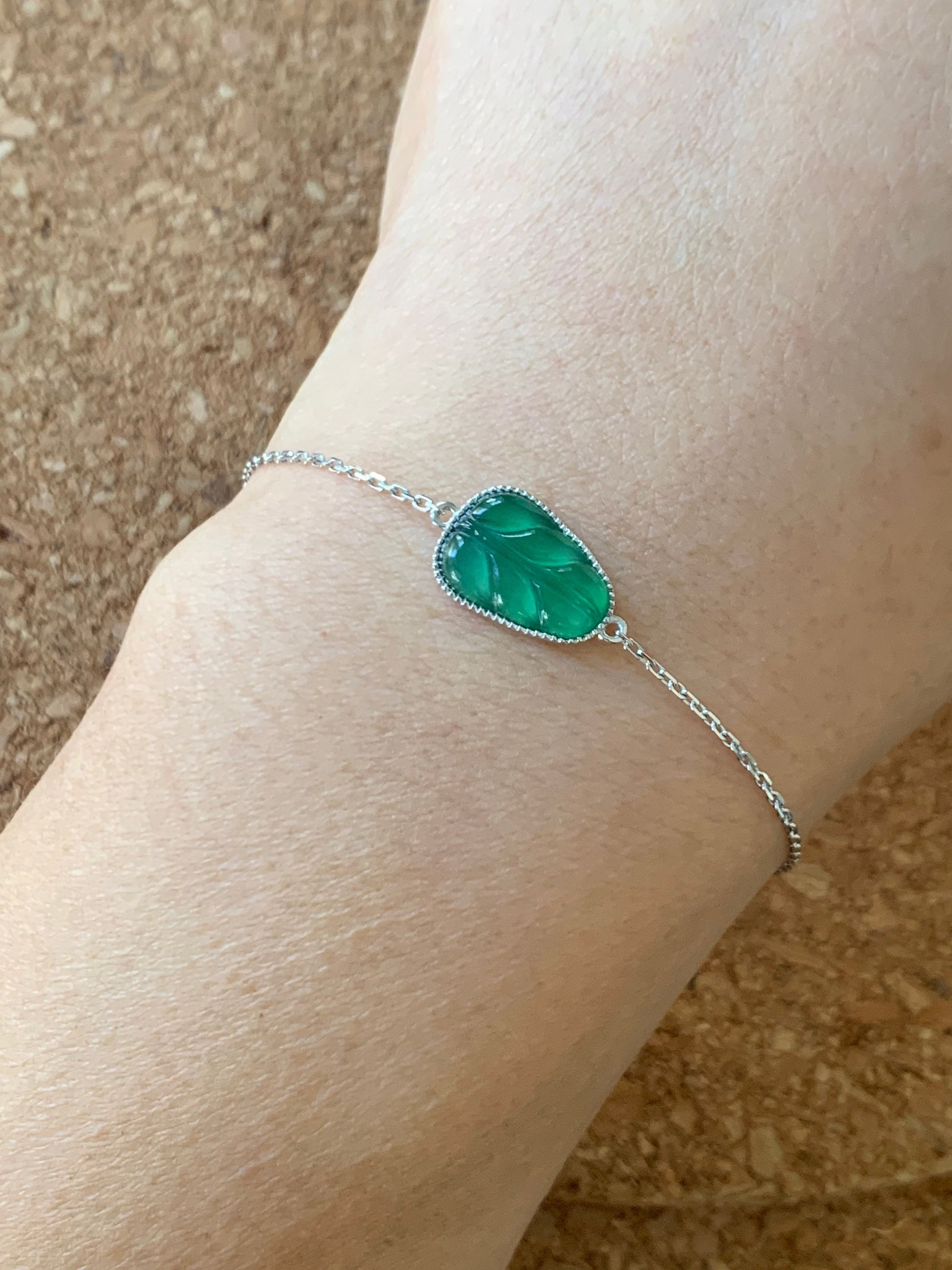 Certified Natural Guatemalan Premium Dark Green Jadeite Carved Leaf Bracelet 18K White Gold Adjustable 6-6.75” 天然冰危绿翡翠叶子镶嵌手链
