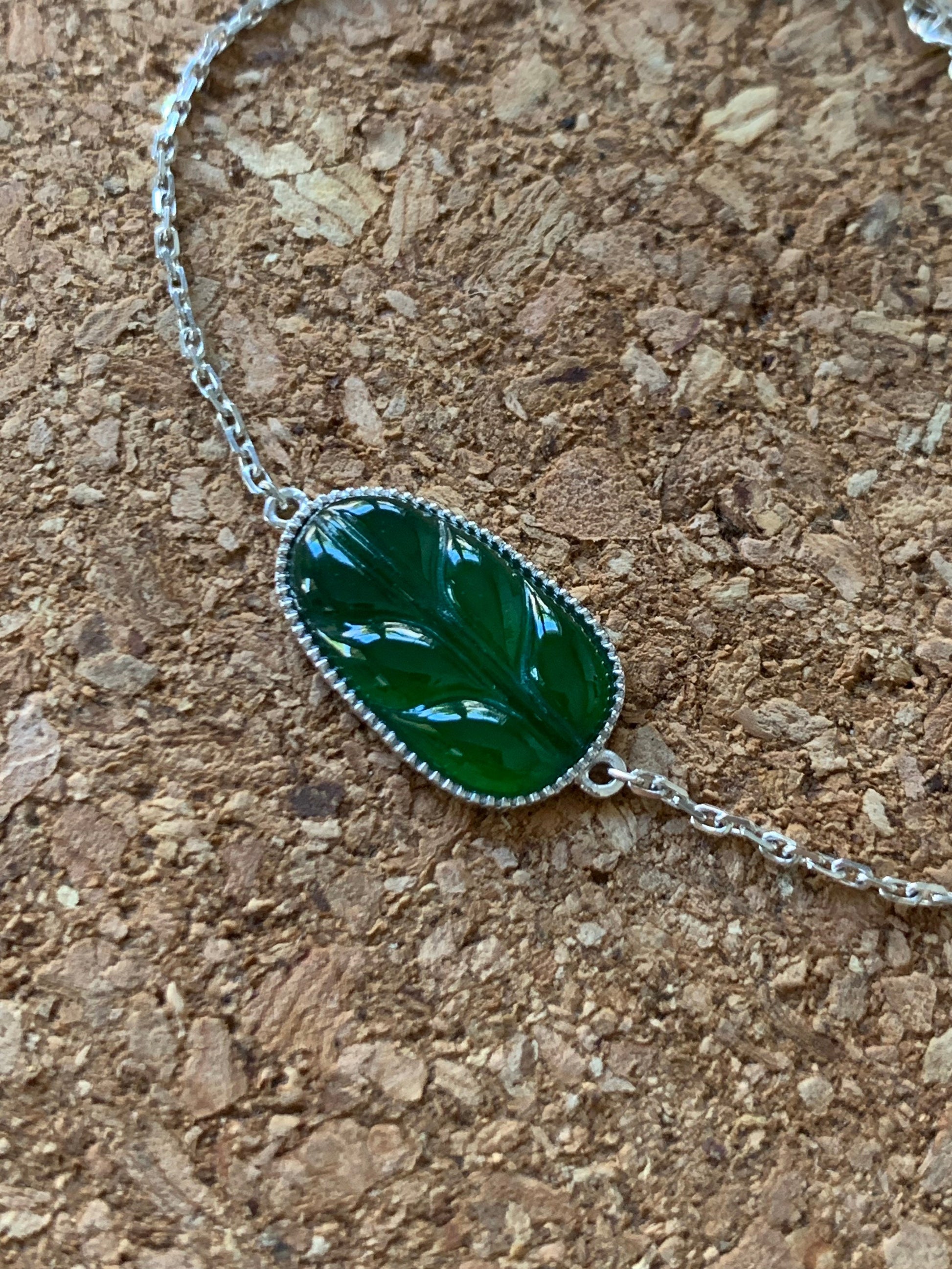 Certified Natural Guatemalan Premium Dark Green Jadeite Carved Leaf Bracelet 18K White Gold Adjustable 6-6.75” 天然冰危绿翡翠叶子镶嵌手链